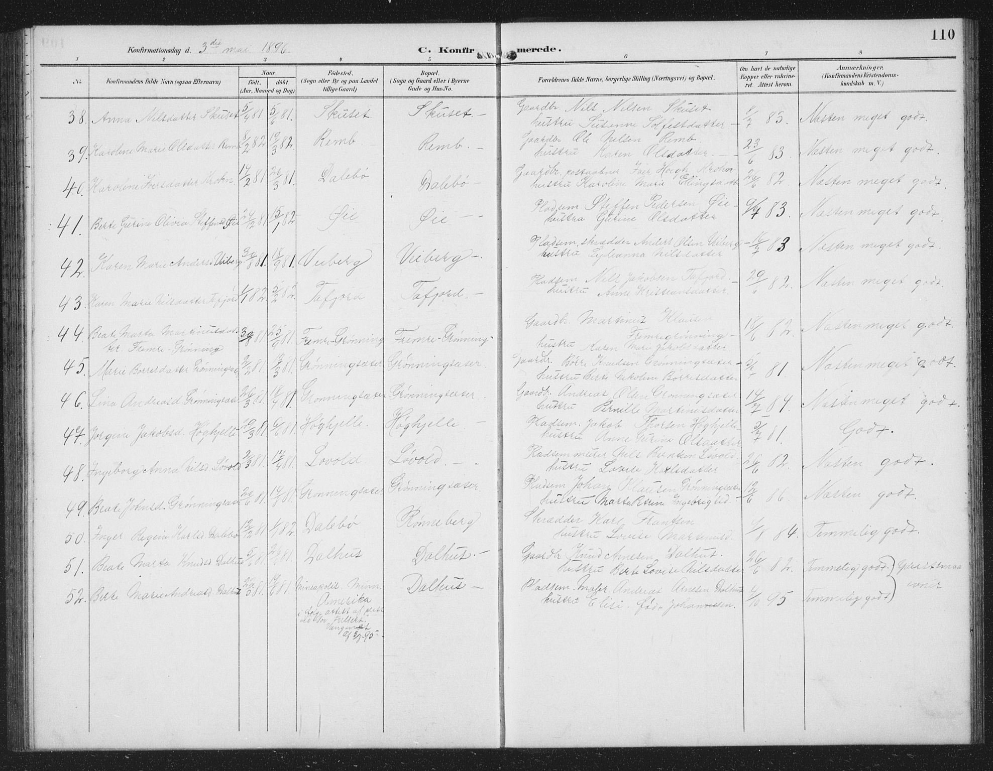 Ministerialprotokoller, klokkerbøker og fødselsregistre - Møre og Romsdal, AV/SAT-A-1454/519/L0264: Parish register (copy) no. 519C05, 1892-1910, p. 110