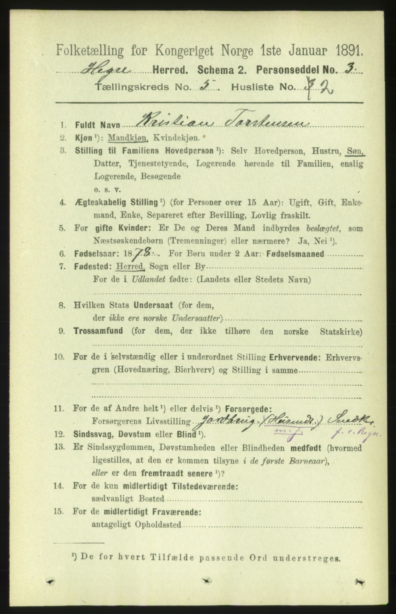 RA, 1891 census for 1712 Hegra, 1891, p. 2017