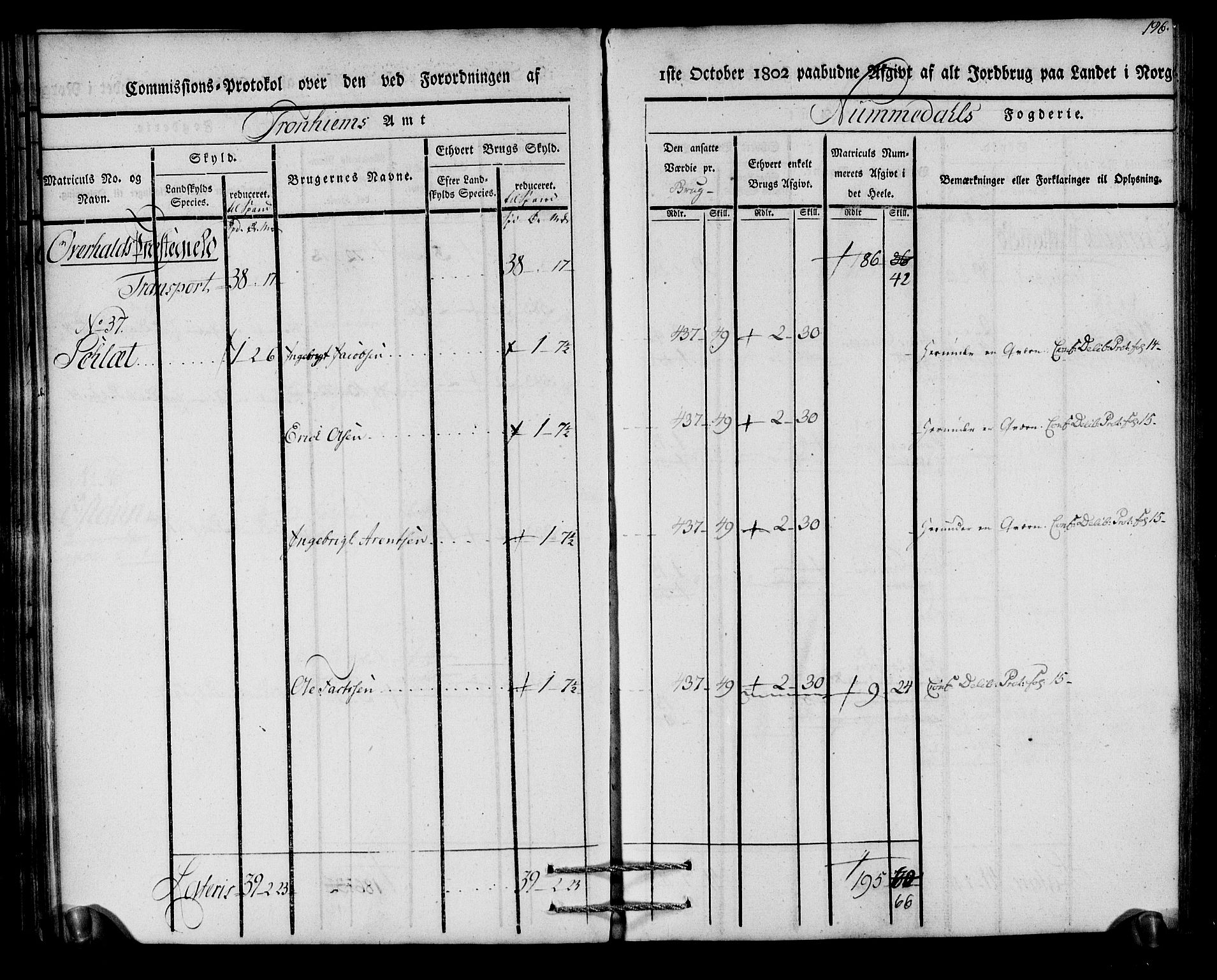 Rentekammeret inntil 1814, Realistisk ordnet avdeling, AV/RA-EA-4070/N/Ne/Nea/L0154: Namdalen fogderi. Kommisjonsprotokoll, 1803, p. 197