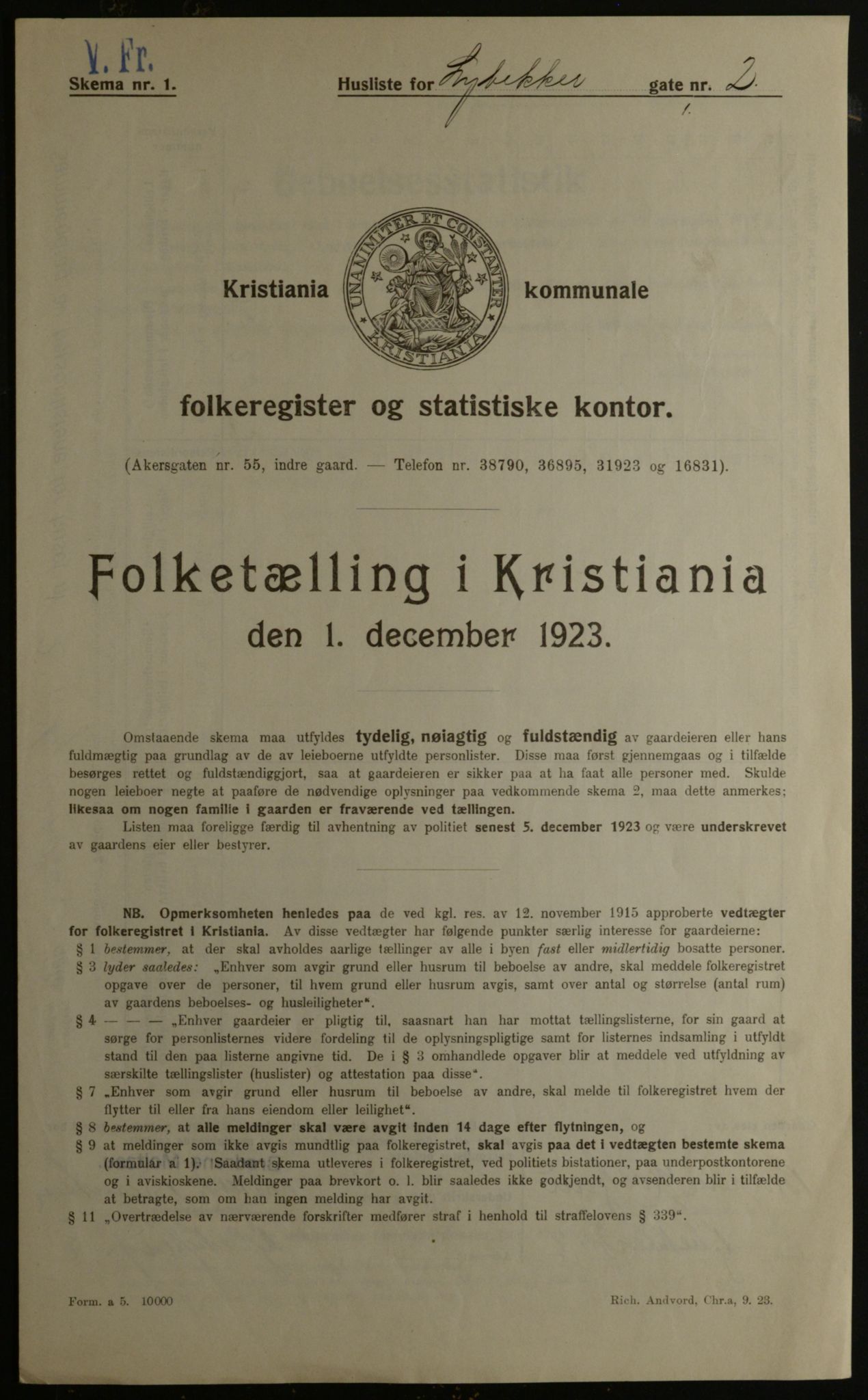 OBA, Municipal Census 1923 for Kristiania, 1923, p. 64964