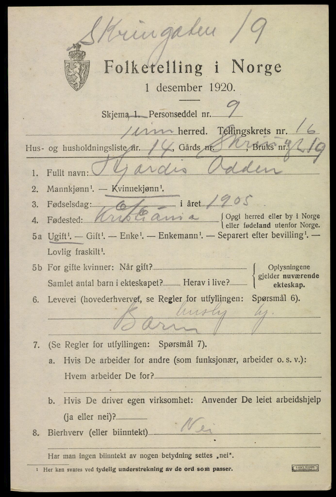 SAKO, 1920 census for Tinn, 1920, p. 16562