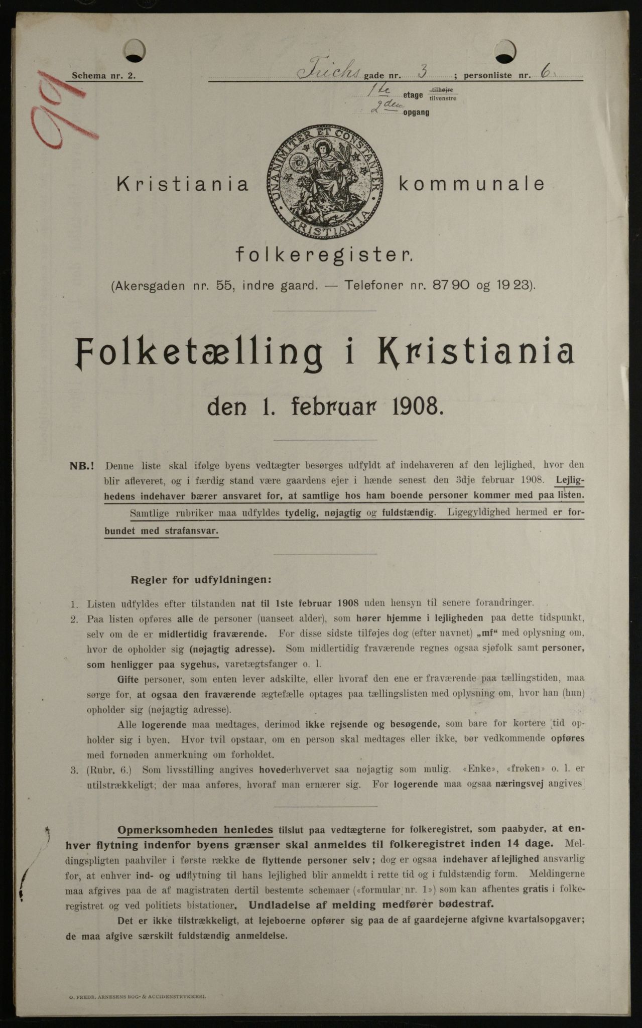 OBA, Municipal Census 1908 for Kristiania, 1908, p. 24198