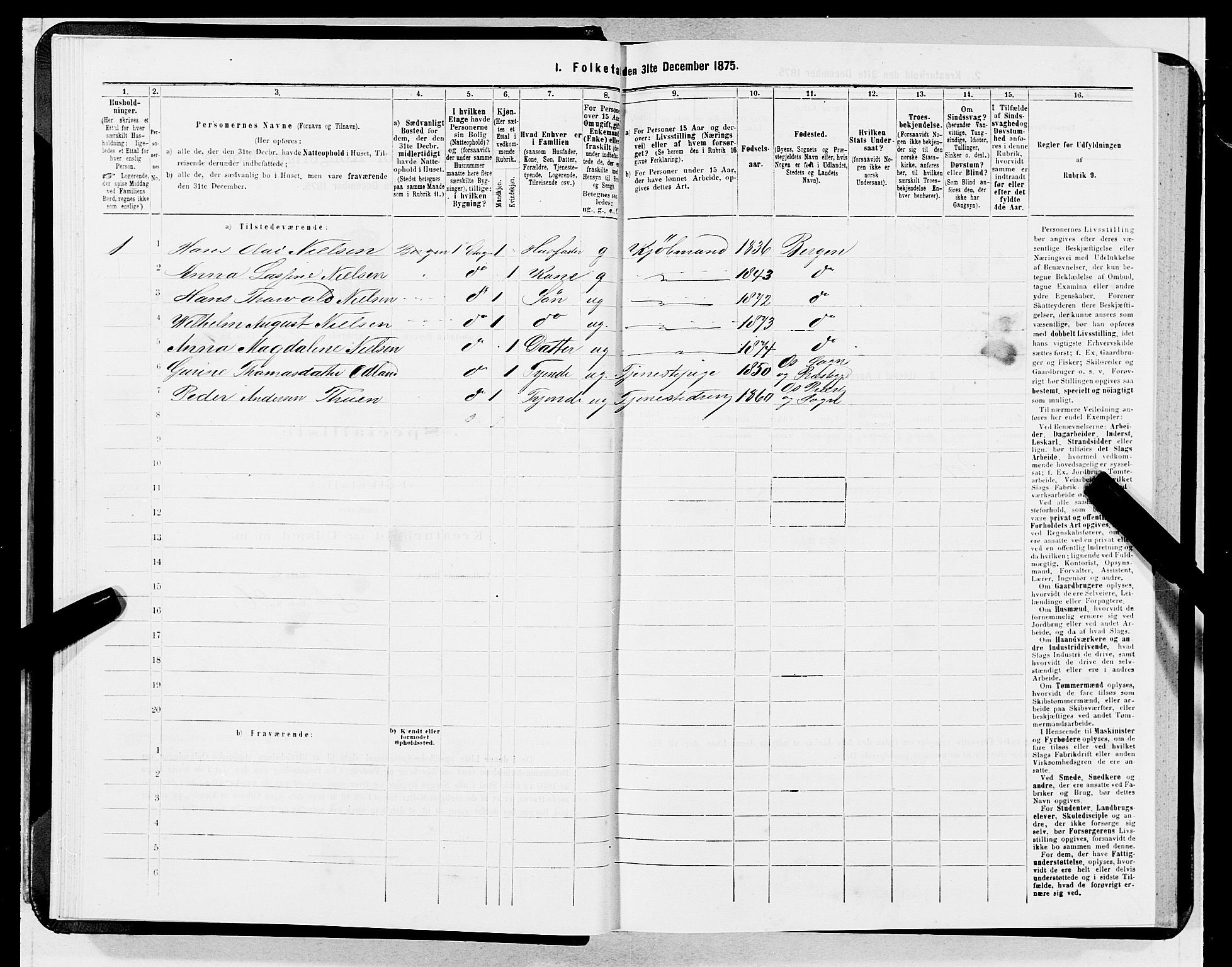 SAB, 1875 census for 1301 Bergen, 1875, p. 848