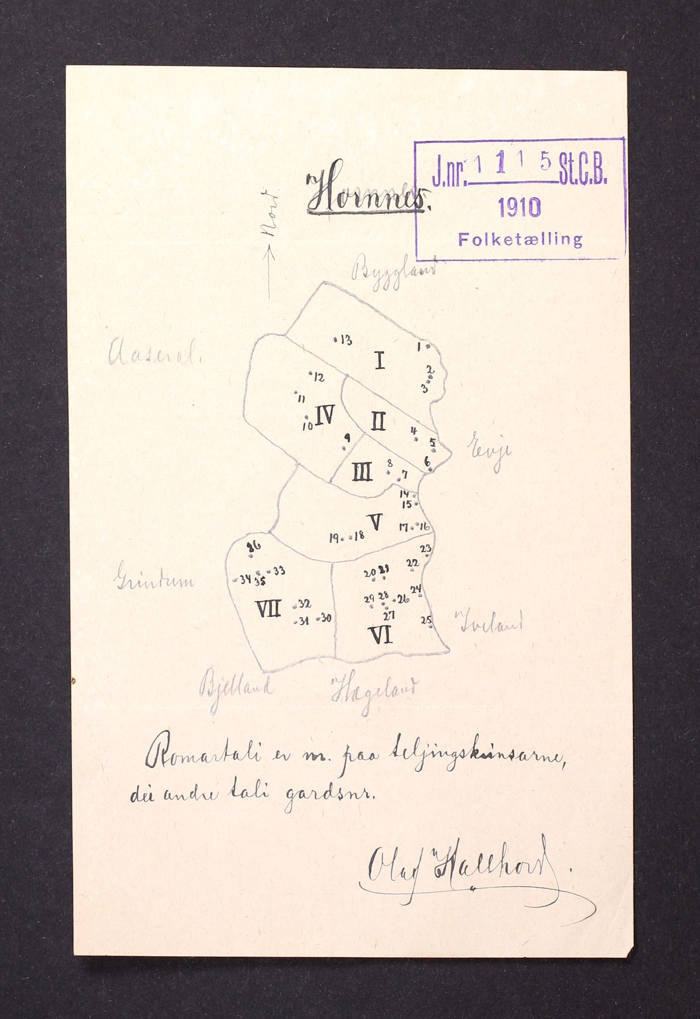 RA, 1910 census for Hornnes, 1910, p. 25