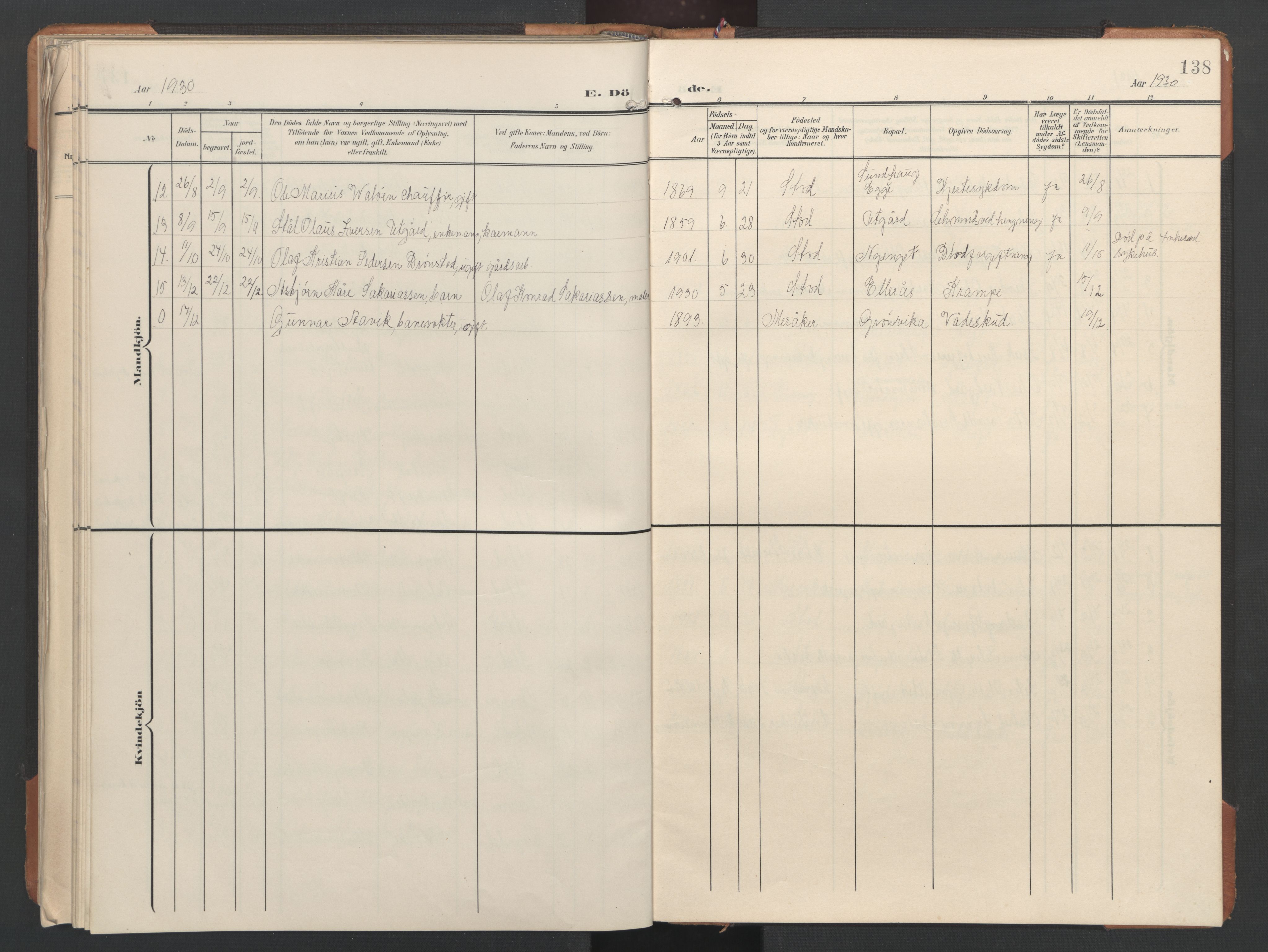 Ministerialprotokoller, klokkerbøker og fødselsregistre - Nord-Trøndelag, AV/SAT-A-1458/746/L0455: Parish register (copy) no. 746C01, 1908-1933, p. 138