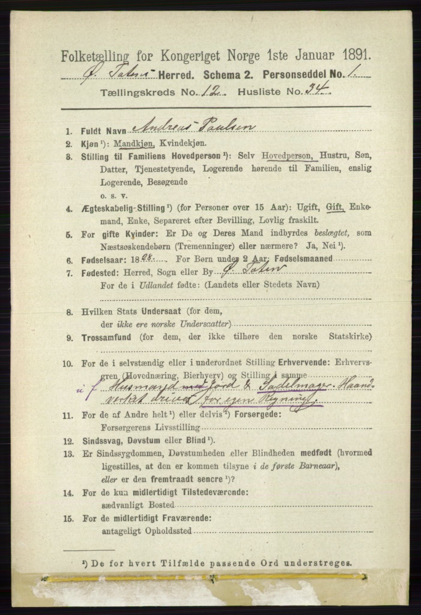 RA, 1891 census for 0528 Østre Toten, 1891, p. 7964