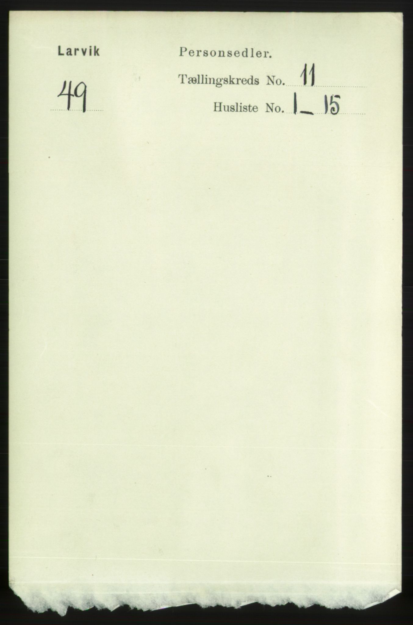 RA, 1891 census for 0707 Larvik, 1891, p. 9610