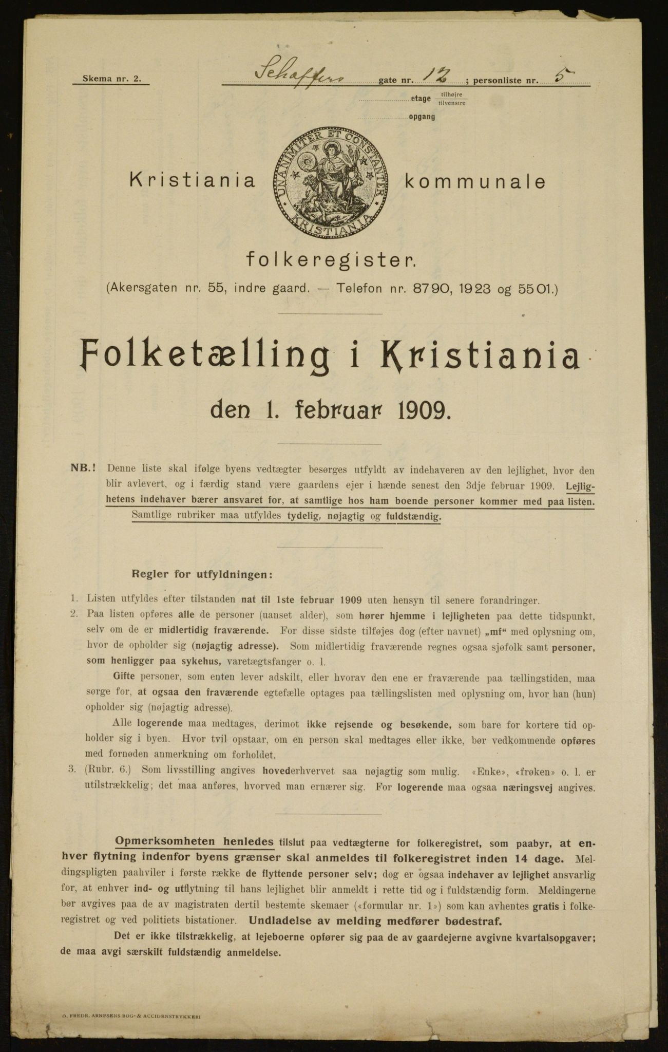 OBA, Municipal Census 1909 for Kristiania, 1909, p. 84708