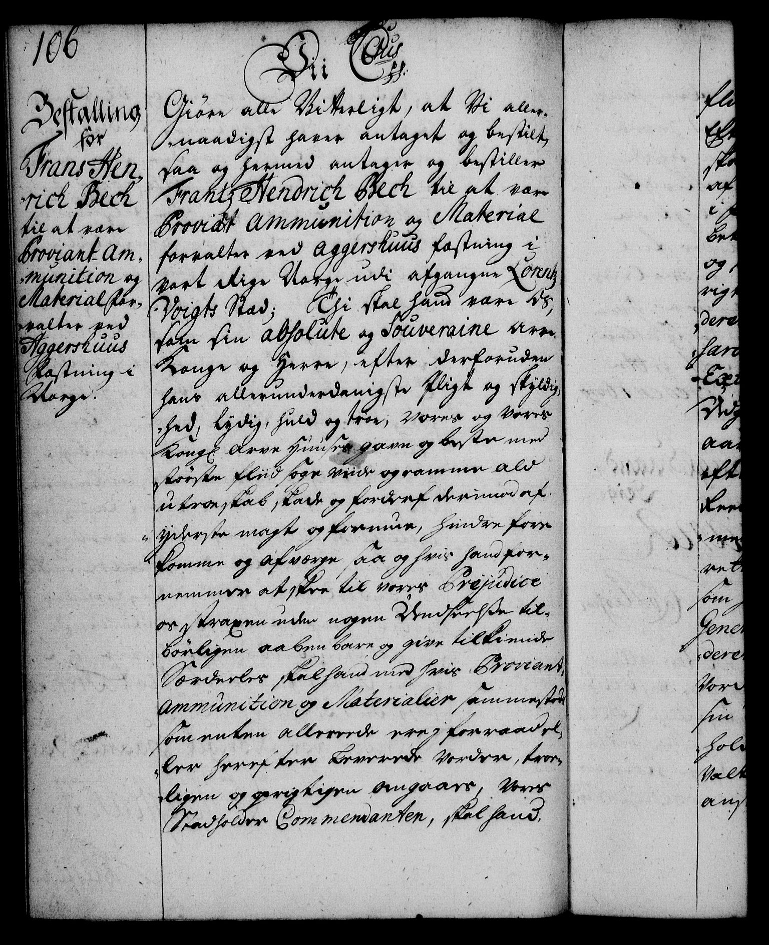 Rentekammeret, Kammerkanselliet, RA/EA-3111/G/Gg/Gge/L0002: Norsk bestallingsprotokoll med register (merket RK 53.26), 1730-1744, p. 106