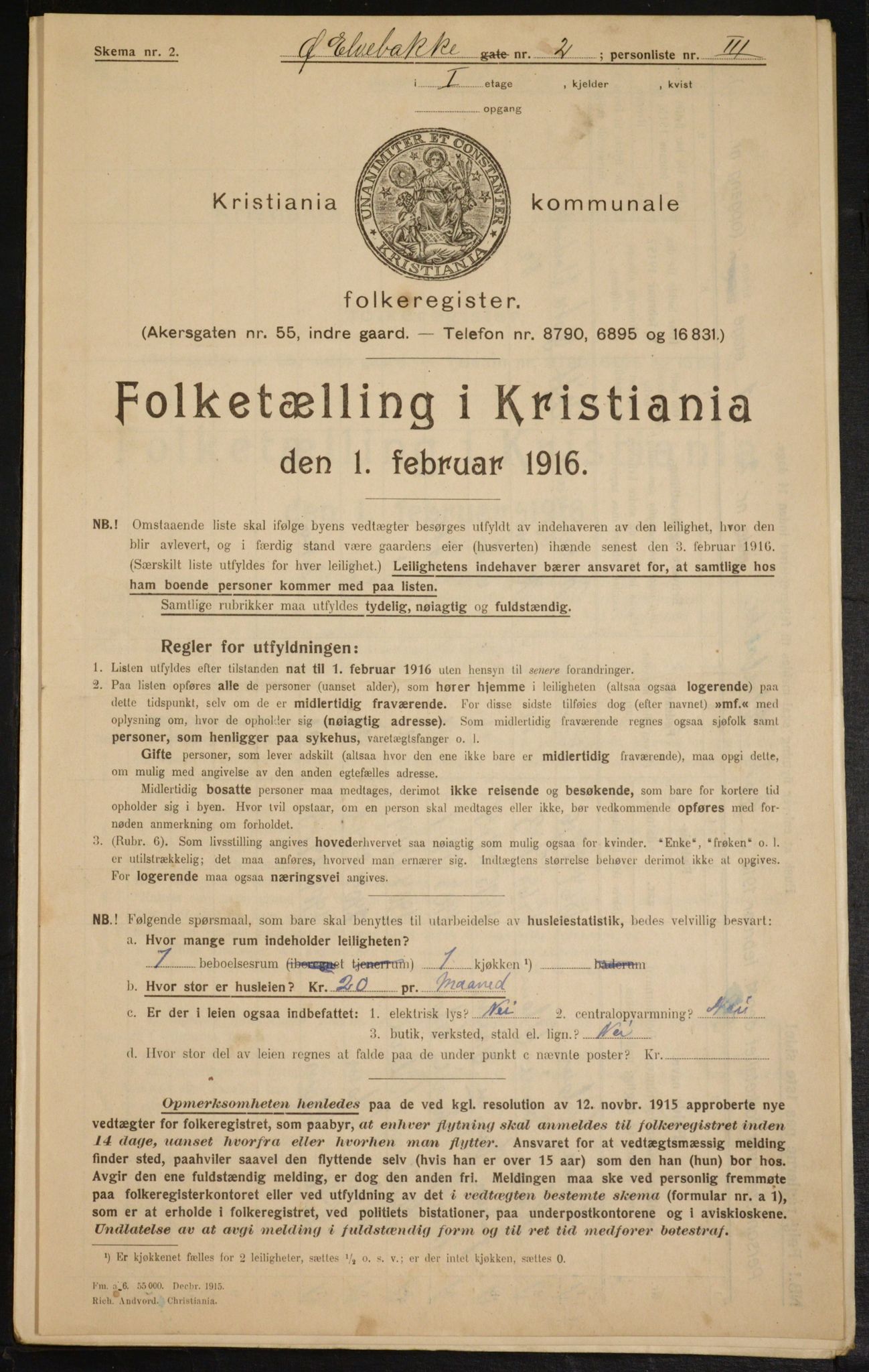 OBA, Municipal Census 1916 for Kristiania, 1916, p. 133100