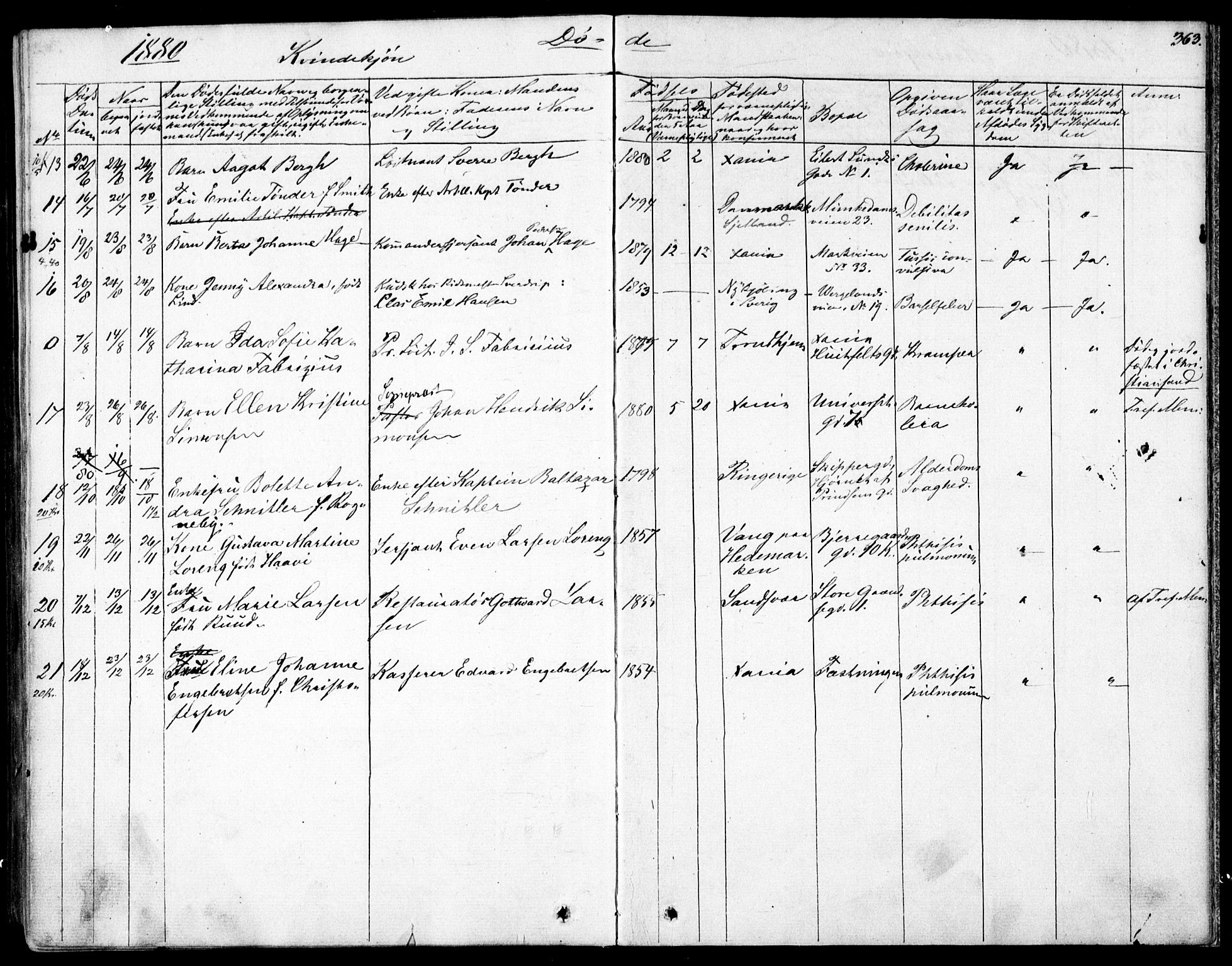 Garnisonsmenigheten Kirkebøker, AV/SAO-A-10846/F/Fa/L0007: Parish register (official) no. 7, 1828-1881, p. 363