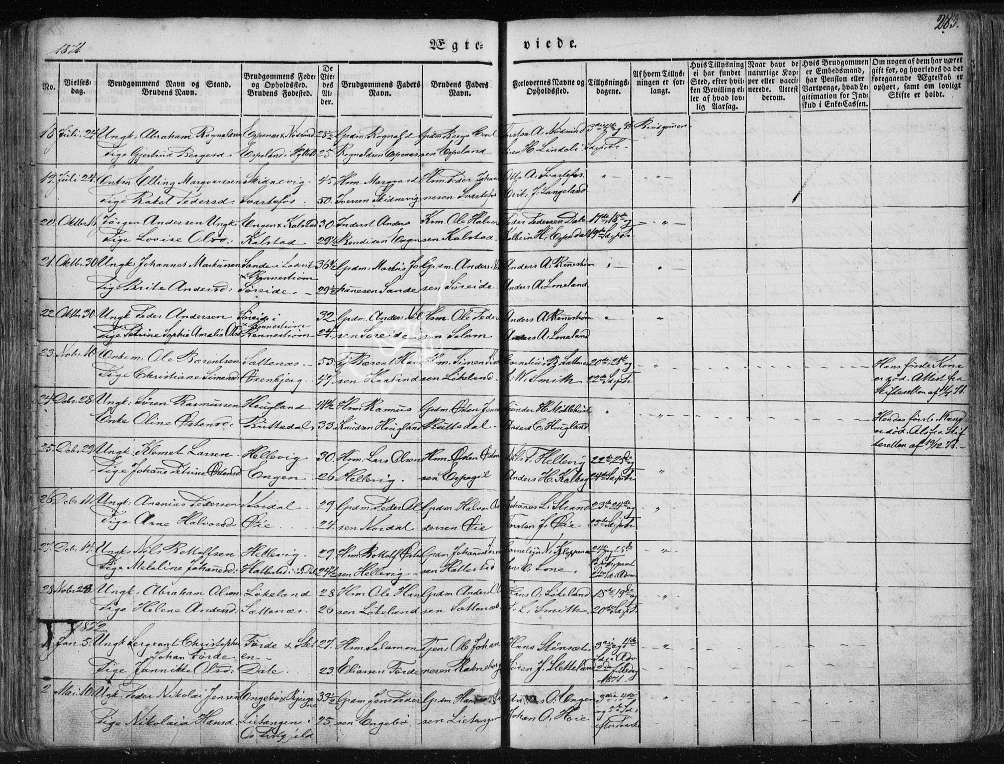 Fjaler sokneprestembete, SAB/A-79801/H/Haa/Haaa/L0006: Parish register (official) no. A 6, 1835-1884, p. 283