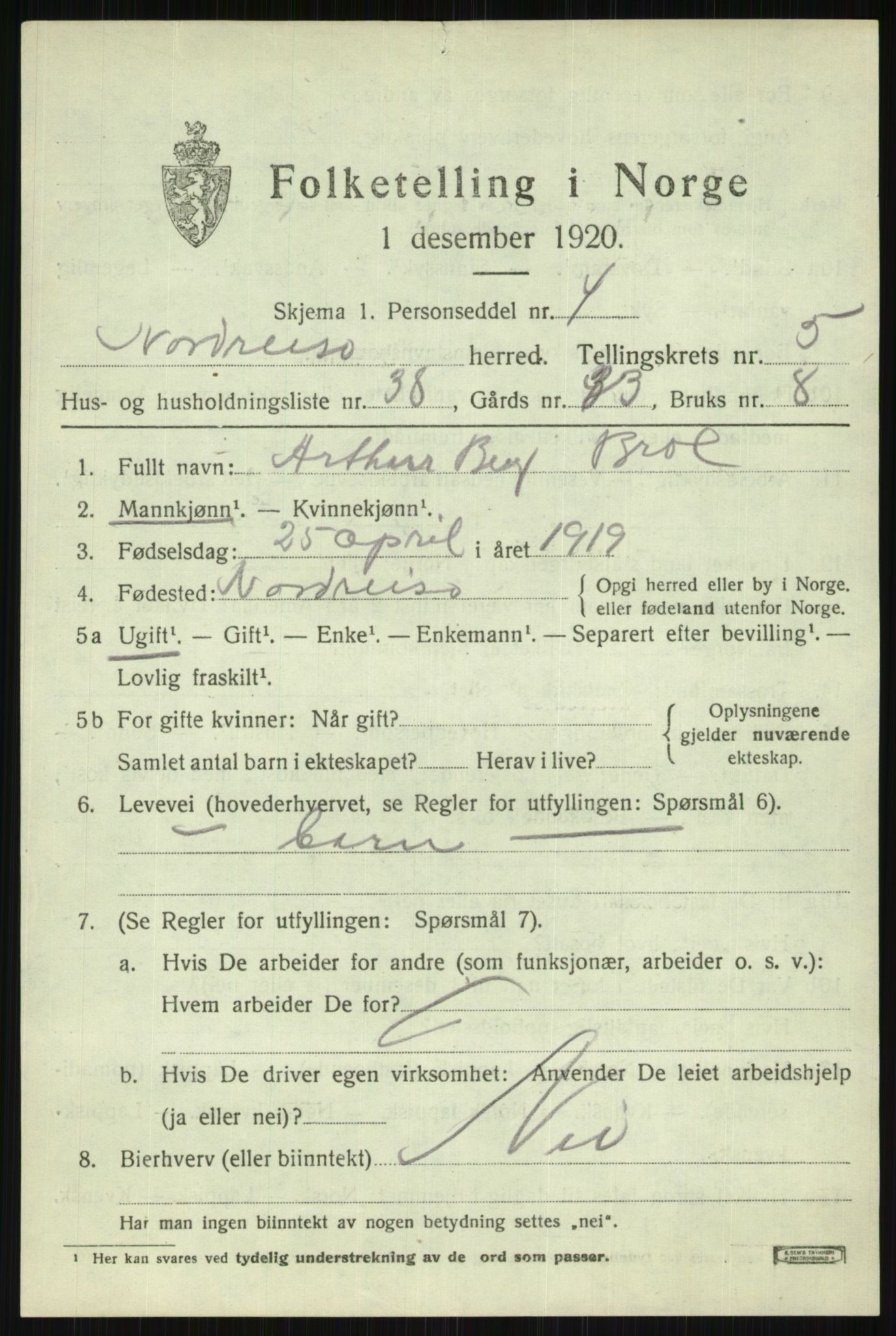 SATØ, 1920 census for Nordreisa, 1920, p. 2687