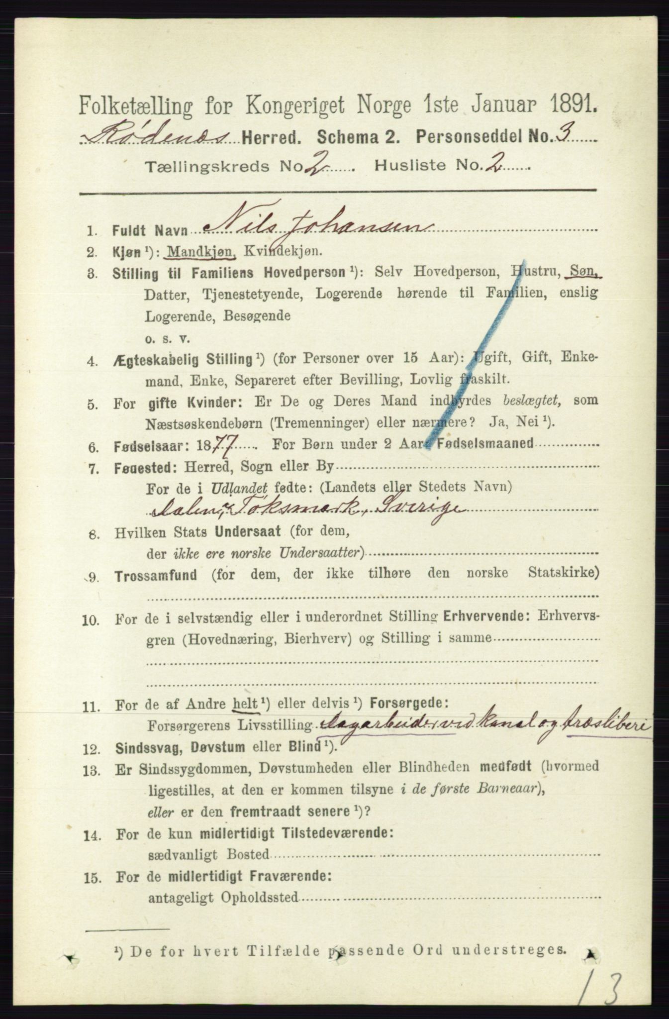 RA, 1891 census for 0120 Rødenes, 1891, p. 735