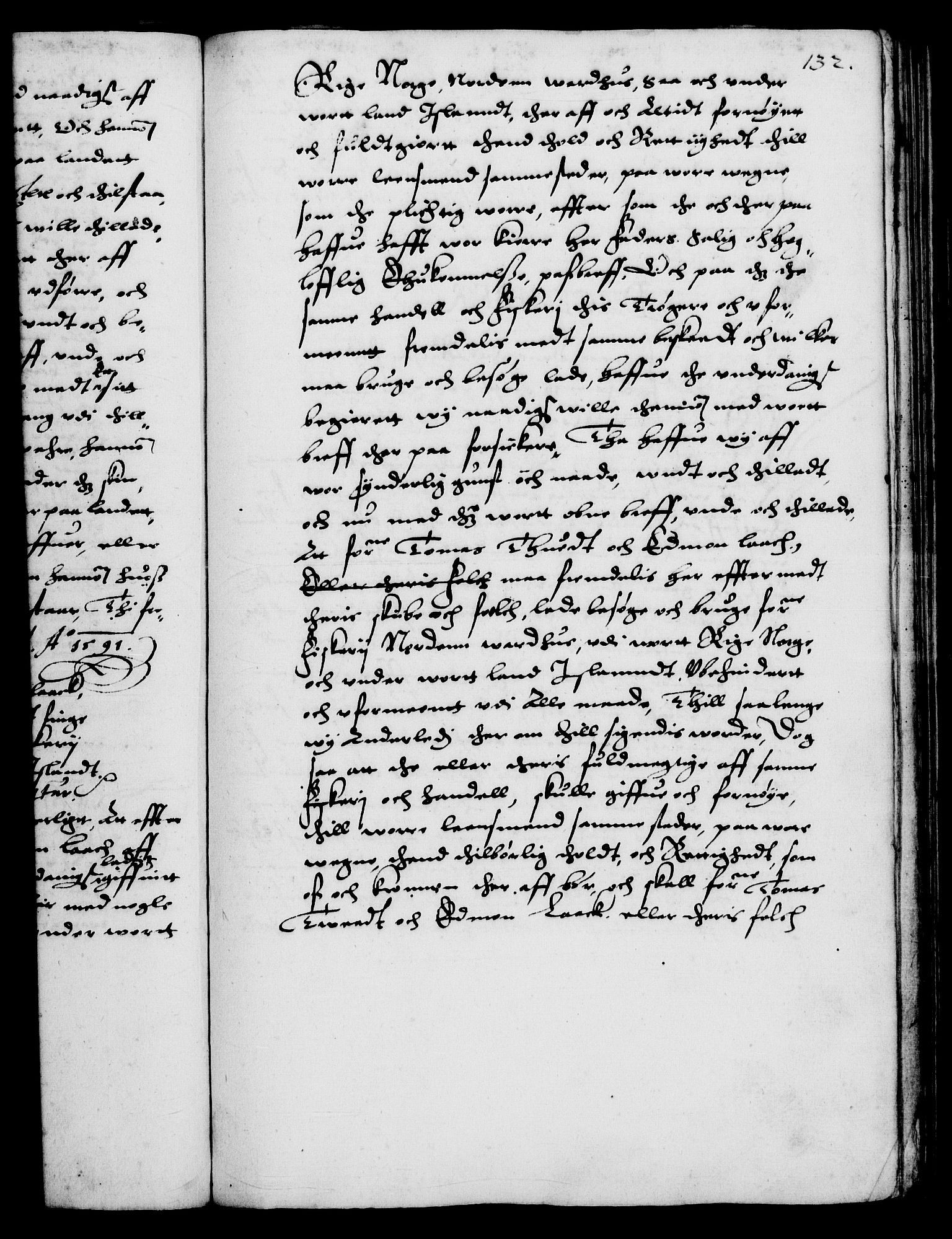 Danske Kanselli 1572-1799, RA/EA-3023/F/Fc/Fca/Fcaa/L0002: Norske registre (mikrofilm), 1588-1596, p. 132a