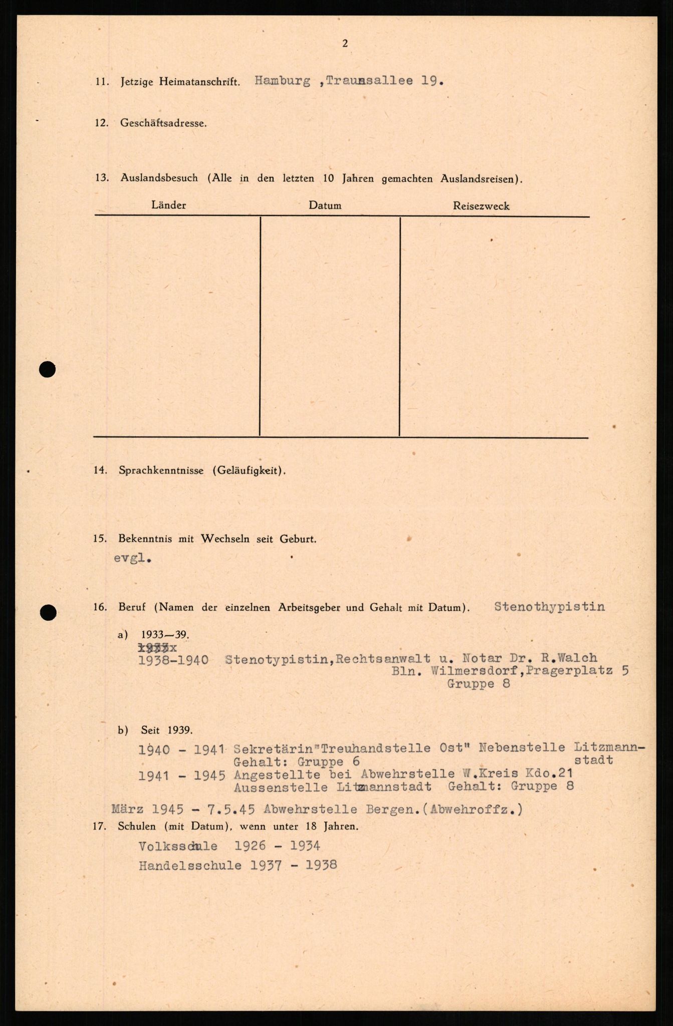 Forsvaret, Forsvarets overkommando II, AV/RA-RAFA-3915/D/Db/L0014: CI Questionaires. Tyske okkupasjonsstyrker i Norge. Tyskere., 1945-1946, p. 434