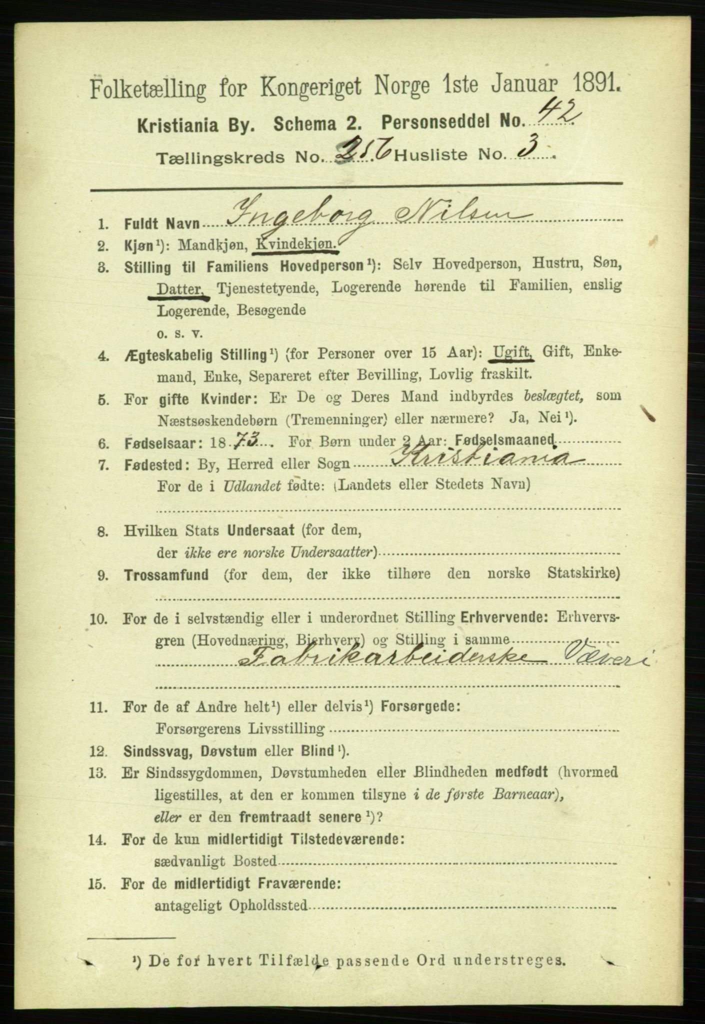 RA, 1891 census for 0301 Kristiania, 1891, p. 155817