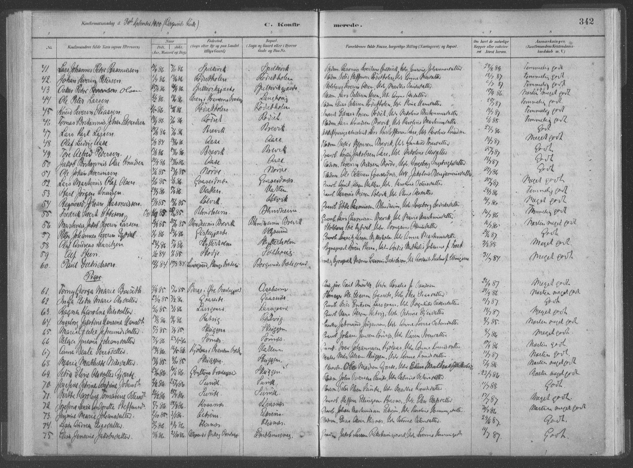 Ministerialprotokoller, klokkerbøker og fødselsregistre - Møre og Romsdal, AV/SAT-A-1454/528/L0402: Parish register (official) no. 528A12II, 1880-1903, p. 342