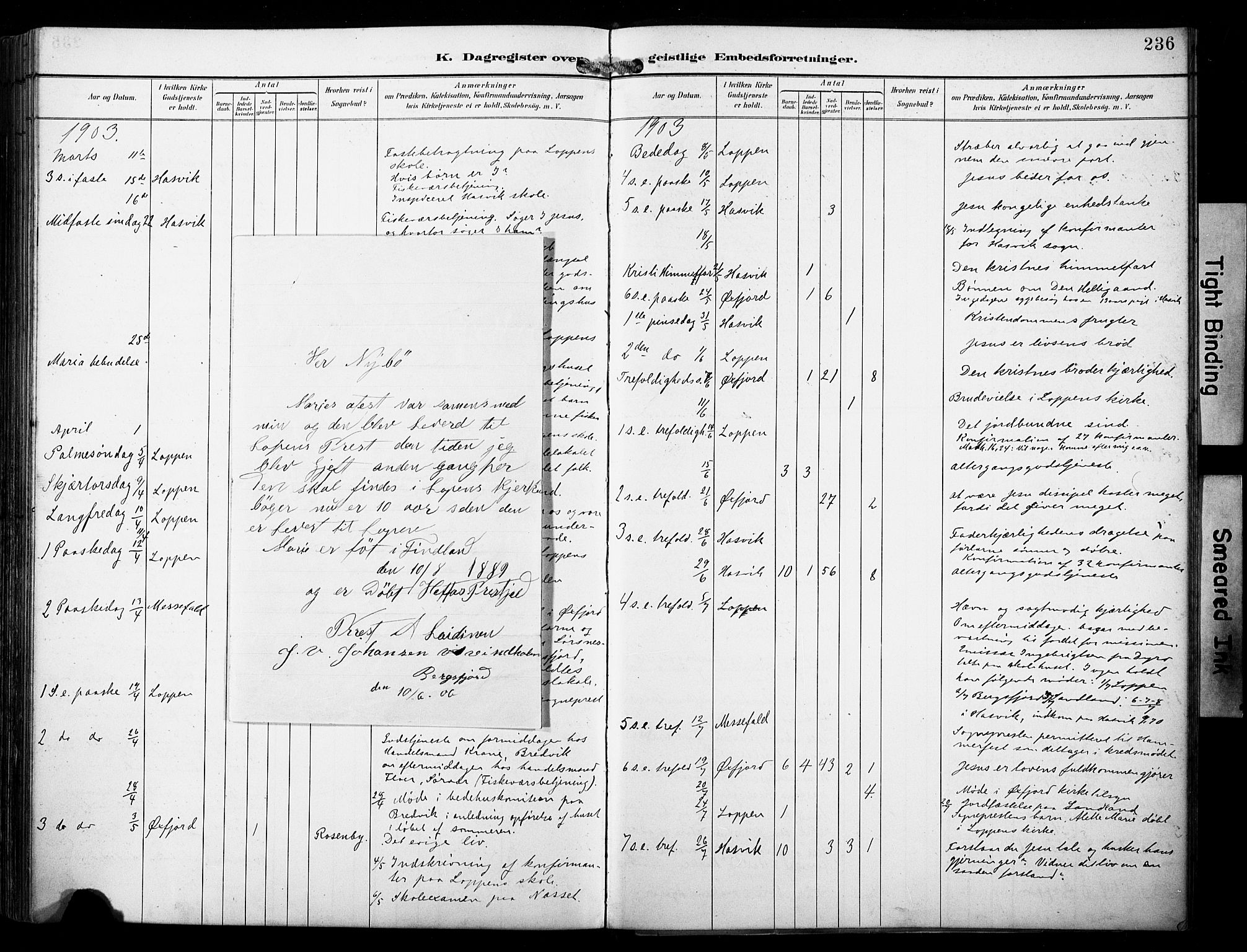 Loppa sokneprestkontor, AV/SATØ-S-1339/H/Ha/L0009kirke: Parish register (official) no. 9, 1895-1909, p. 236