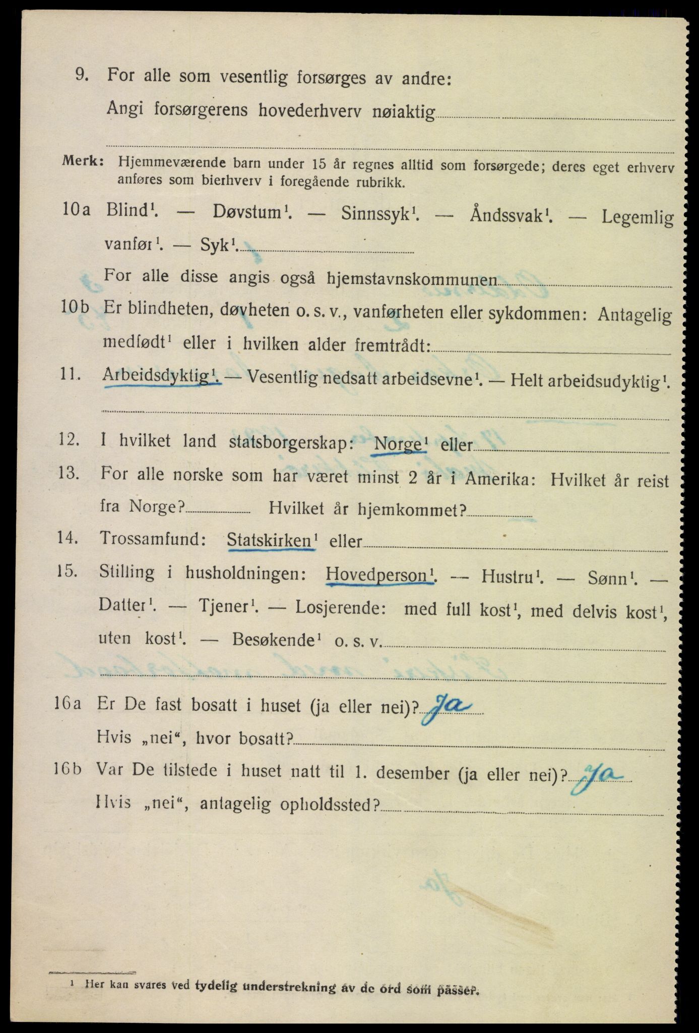 SAK, 1920 census for Oddernes, 1920, p. 3356