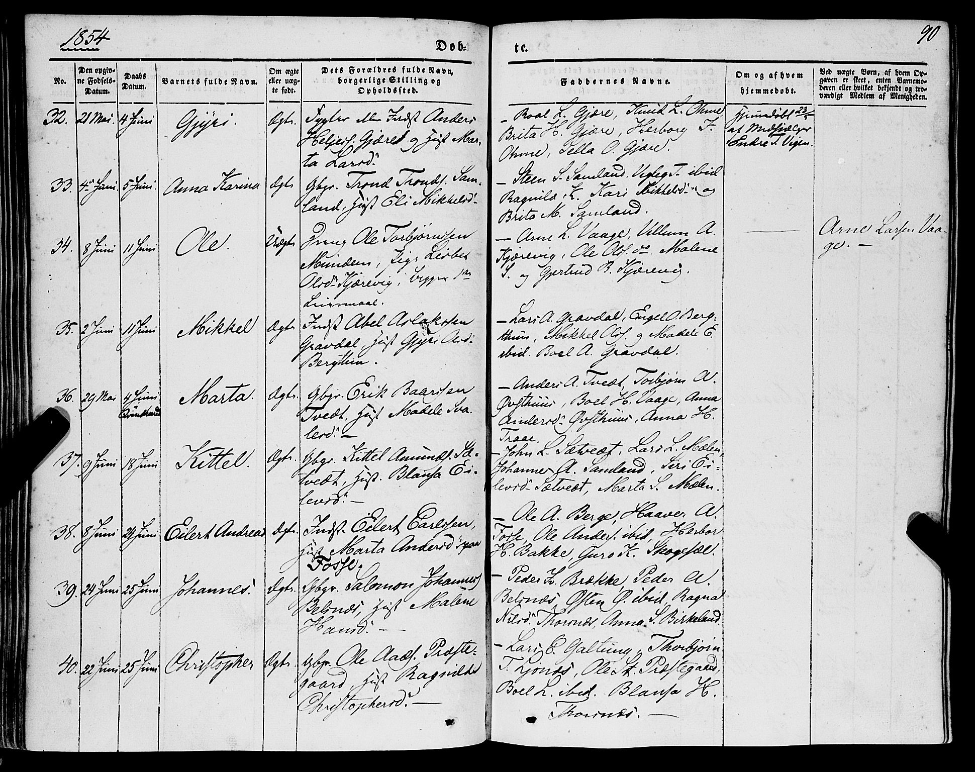 Strandebarm sokneprestembete, SAB/A-78401/H/Haa: Parish register (official) no. A 7, 1844-1872, p. 90