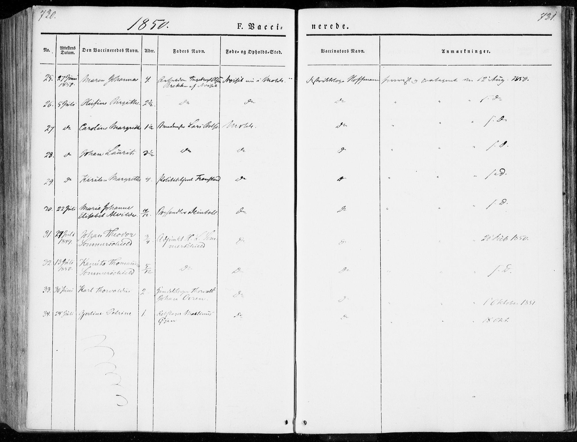 Ministerialprotokoller, klokkerbøker og fødselsregistre - Møre og Romsdal, SAT/A-1454/558/L0689: Parish register (official) no. 558A03, 1843-1872, p. 730-731