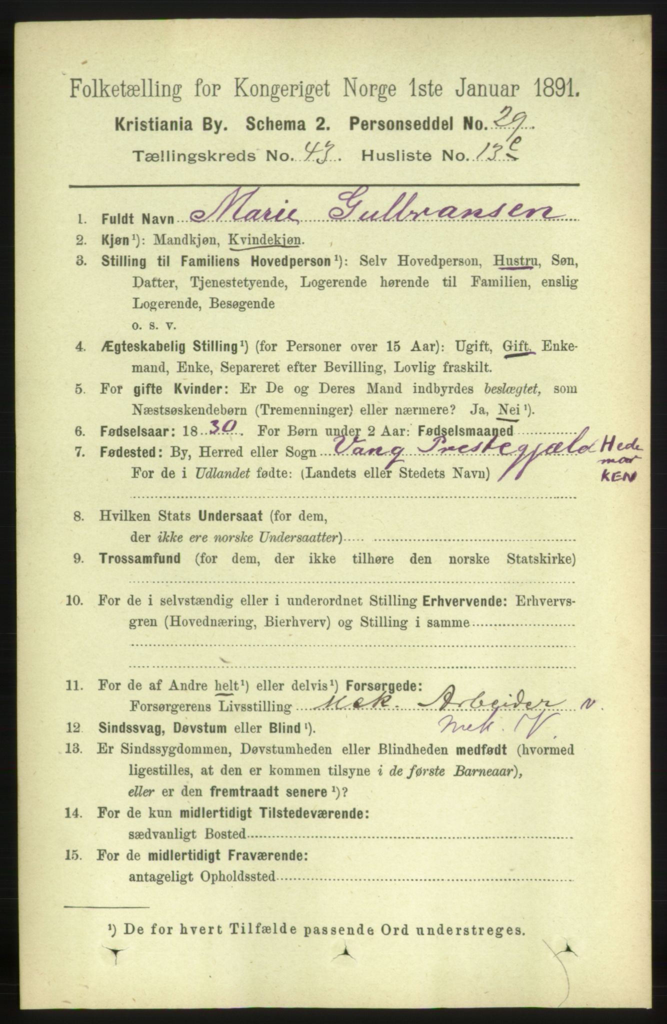 RA, 1891 census for 0301 Kristiania, 1891, p. 26189