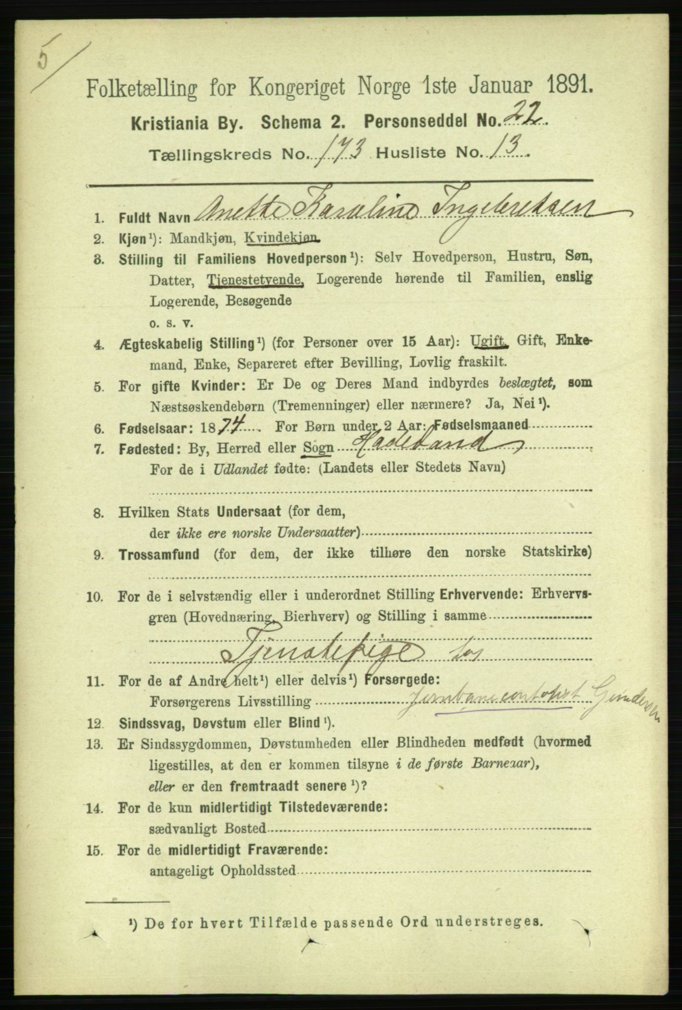 RA, 1891 census for 0301 Kristiania, 1891, p. 103507