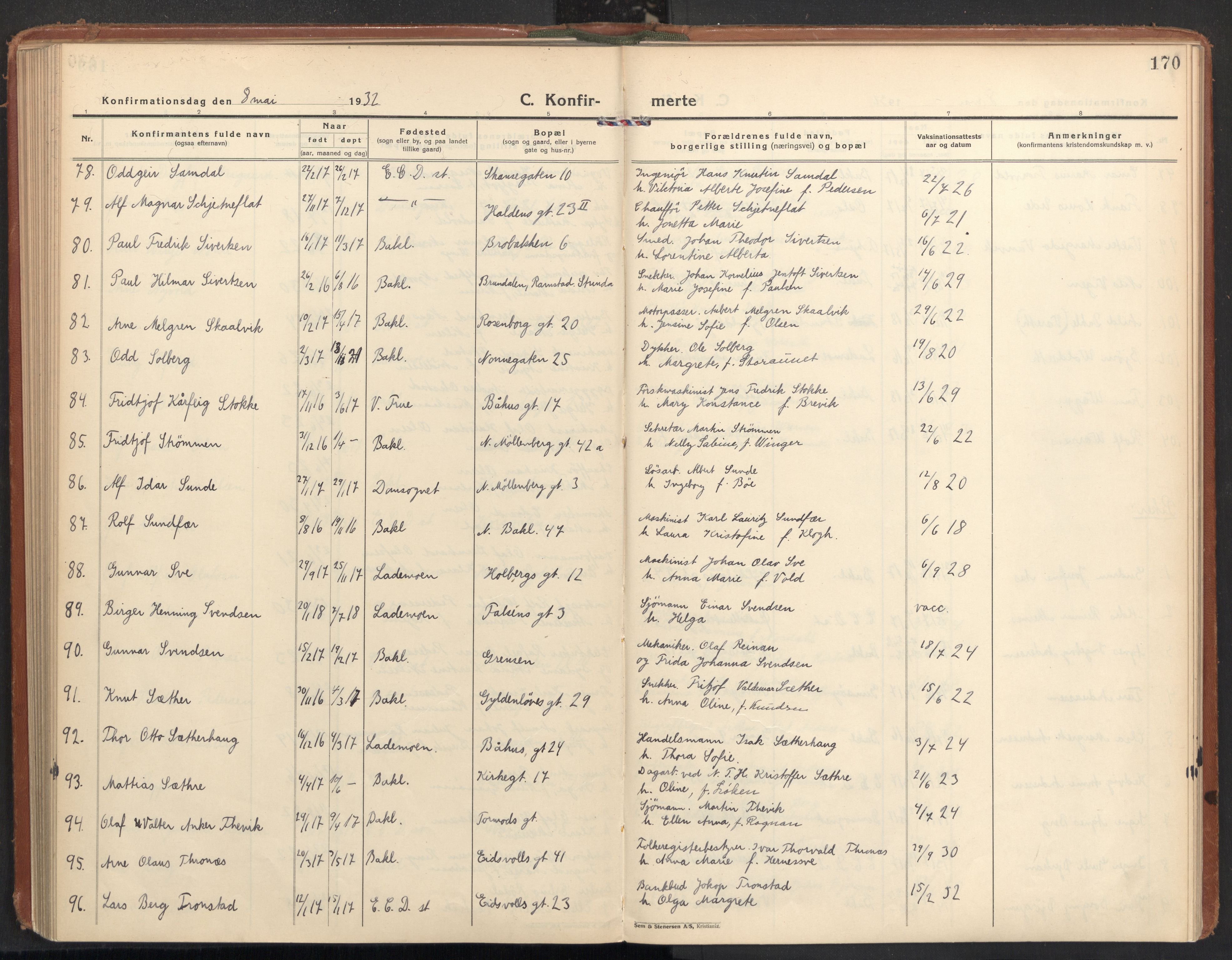 Ministerialprotokoller, klokkerbøker og fødselsregistre - Sør-Trøndelag, AV/SAT-A-1456/604/L0208: Parish register (official) no. 604A28, 1923-1937, p. 170