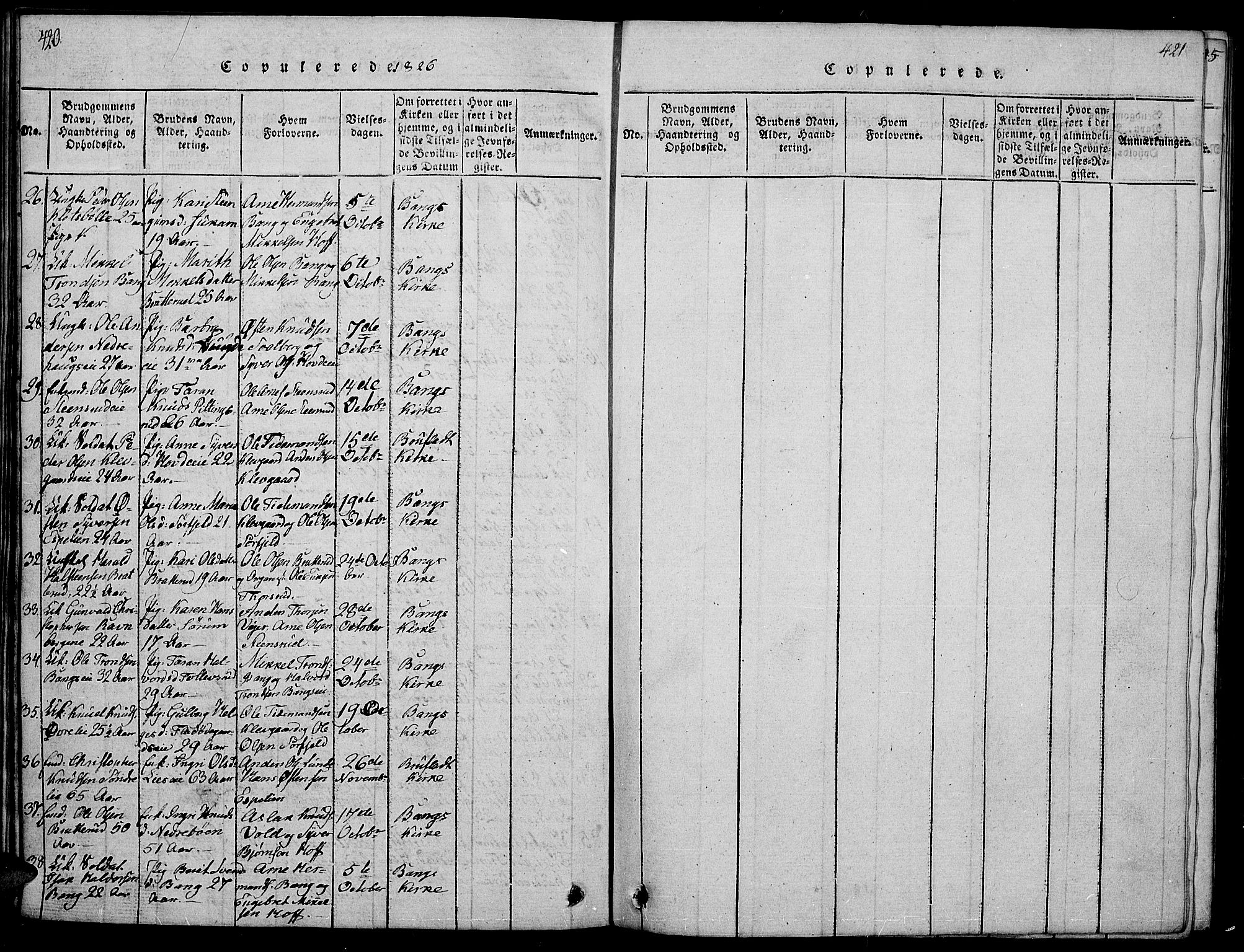 Sør-Aurdal prestekontor, SAH/PREST-128/H/Ha/Hab/L0001: Parish register (copy) no. 1, 1815-1826, p. 420-421