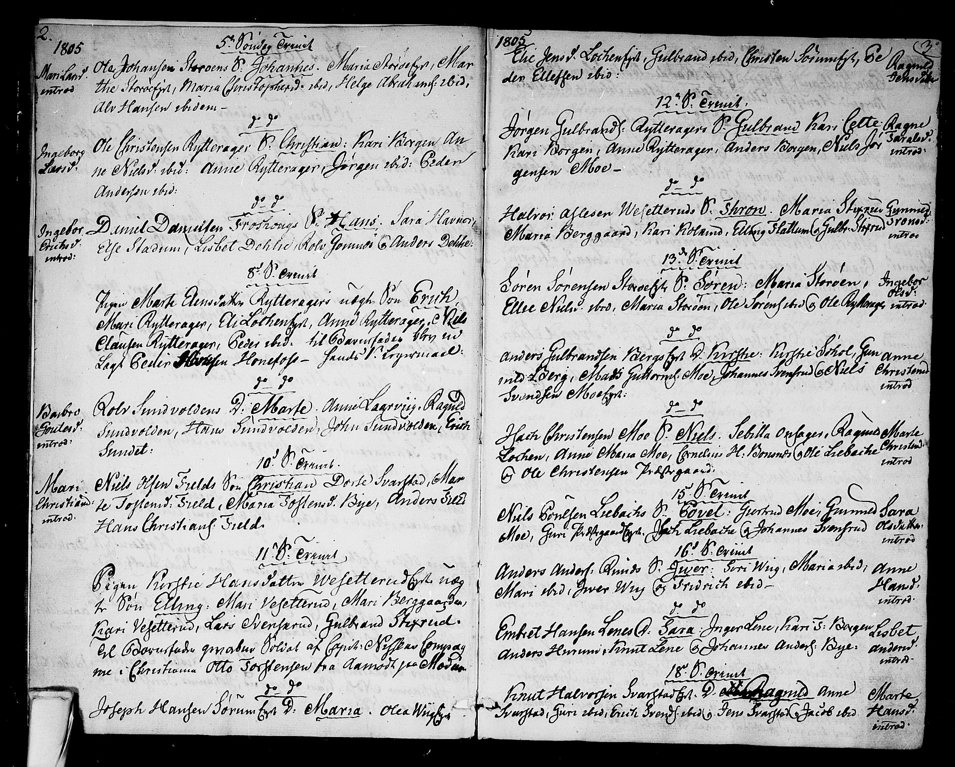 Hole kirkebøker, SAKO/A-228/F/Fa/L0003: Parish register (official) no. I 3, 1805-1814, p. 2-3