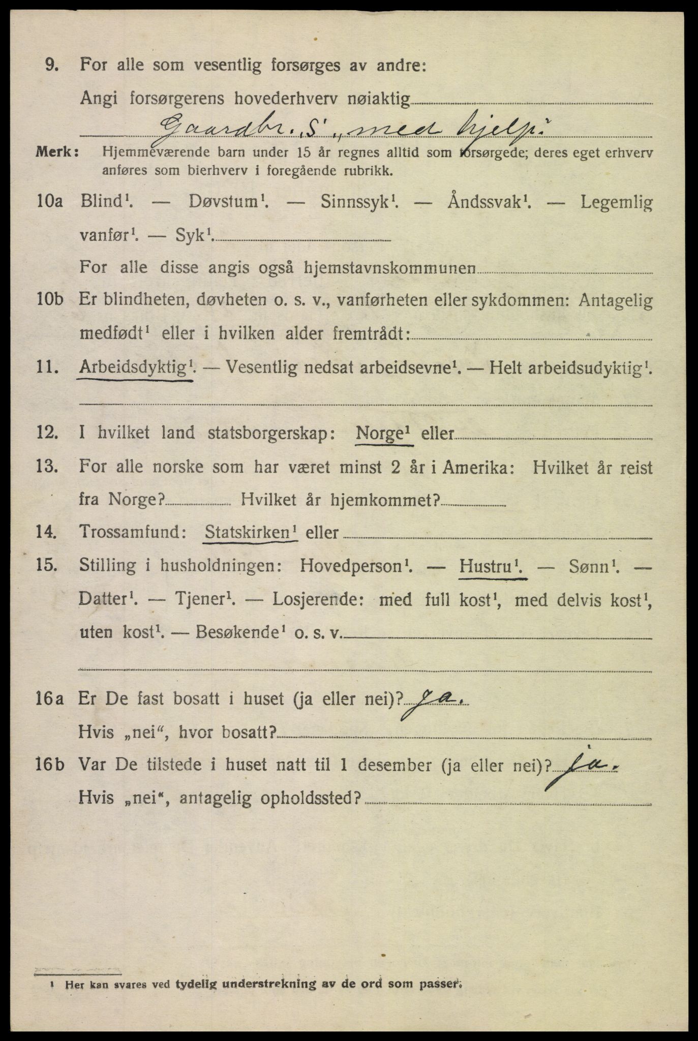 SAK, 1920 census for Gjerstad, 1920, p. 5742