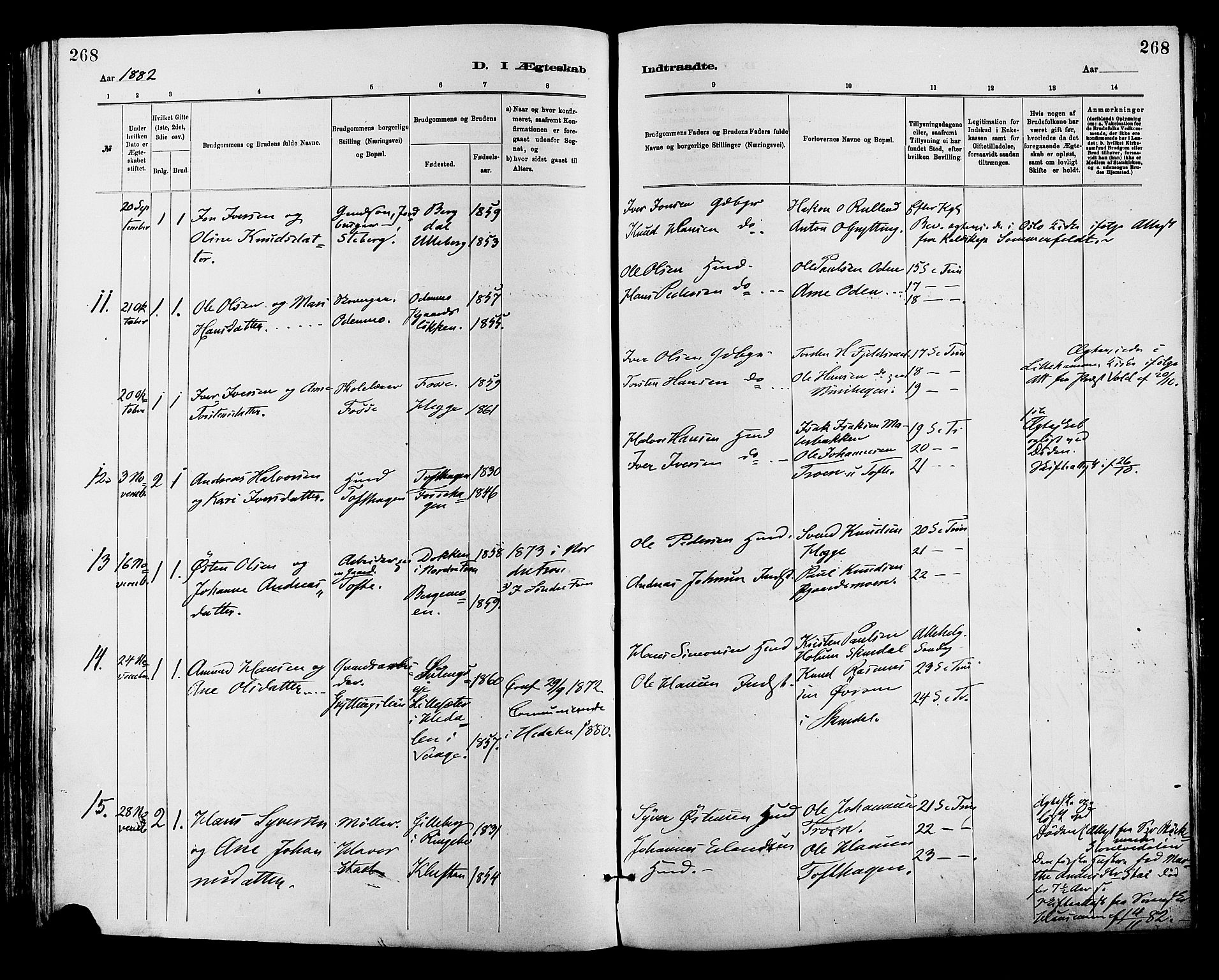 Sør-Fron prestekontor, AV/SAH-PREST-010/H/Ha/Haa/L0003: Parish register (official) no. 3, 1881-1897, p. 268