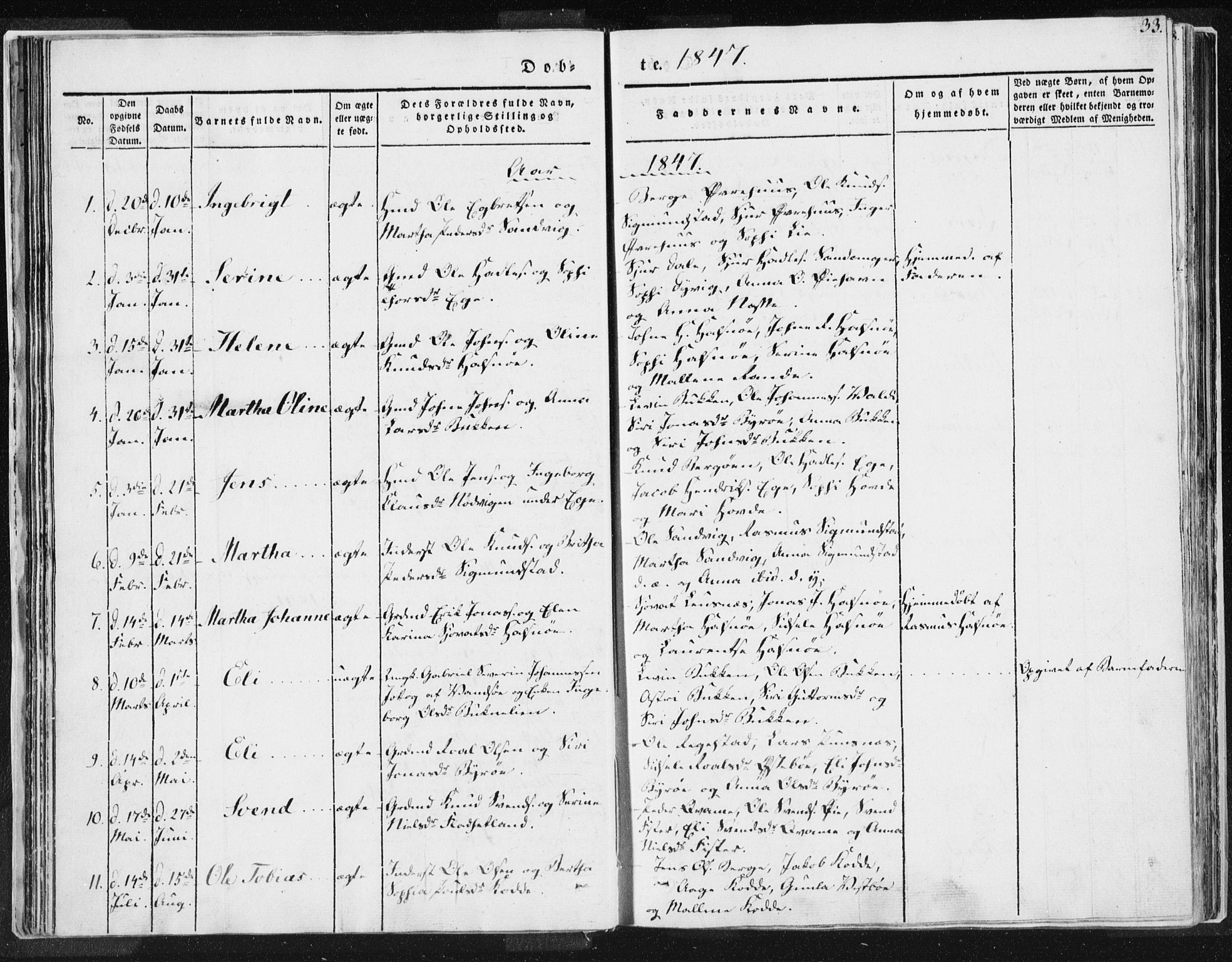 Hjelmeland sokneprestkontor, AV/SAST-A-101843/01/IV/L0007: Parish register (official) no. A 7, 1834-1850, p. 33