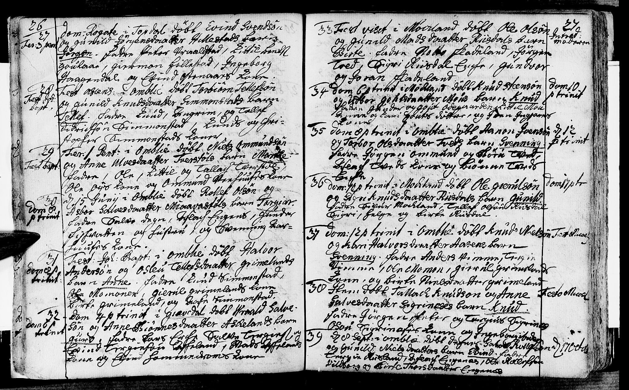 Åmli sokneprestkontor, SAK/1111-0050/F/Fa/Fac/L0003: Parish register (official) no. A 3, 1756-1775, p. 26-27