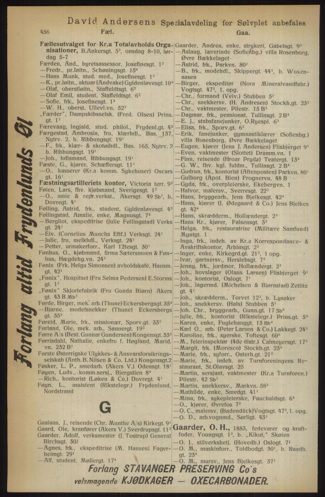 Kristiania/Oslo adressebok, PUBL/-, 1914, p. 456