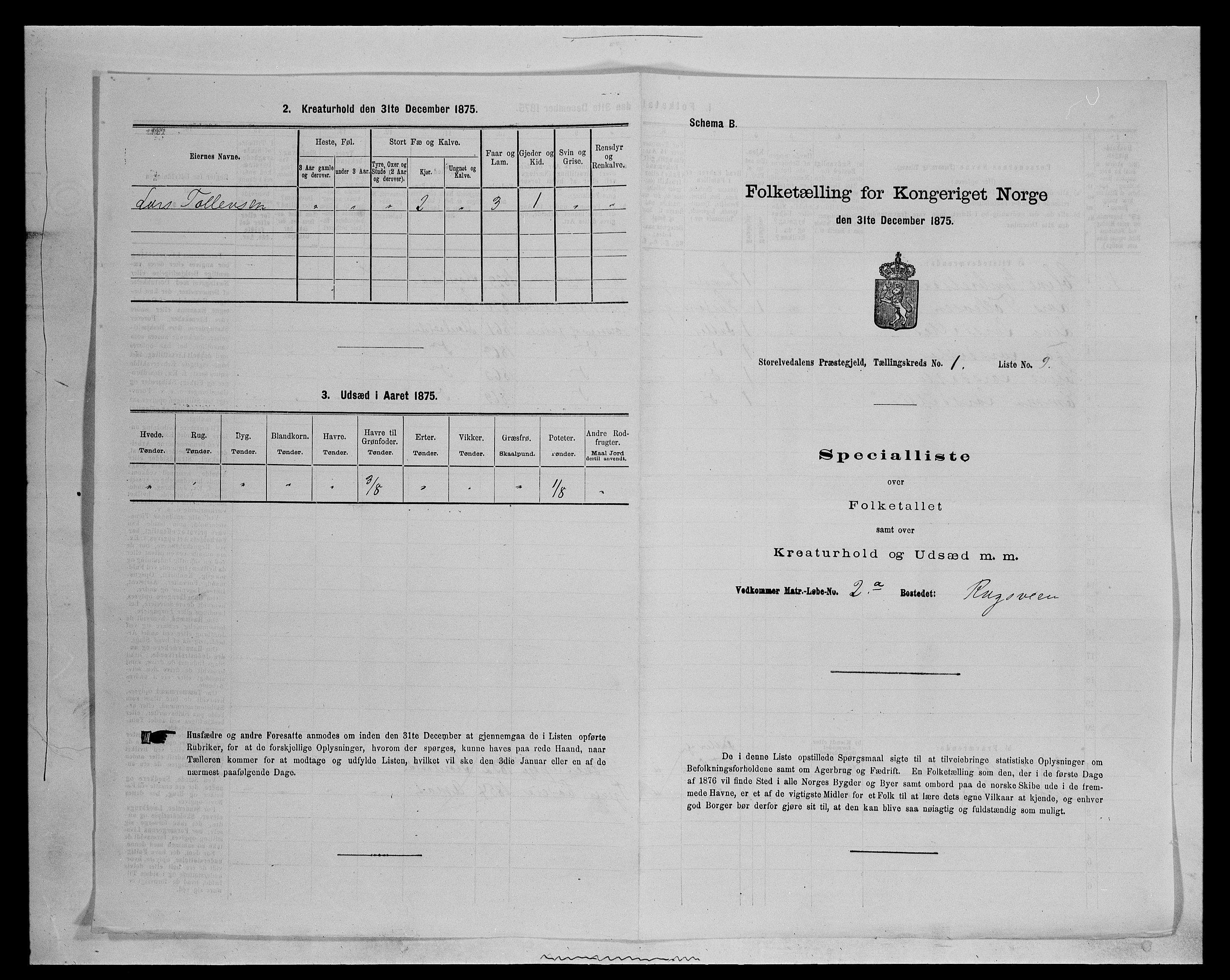 SAH, 1875 census for 0430P Stor-Elvdal, 1875, p. 69