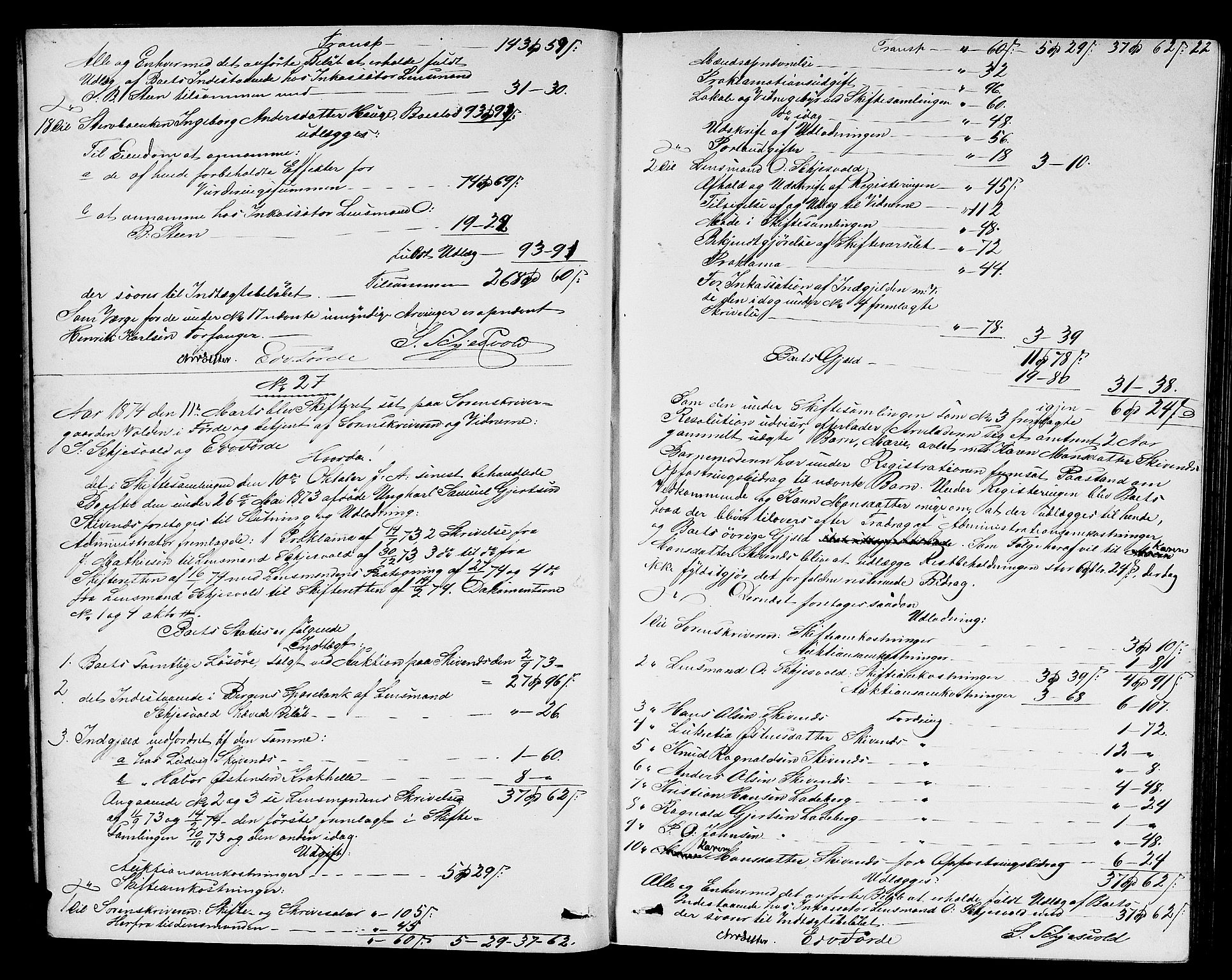 Sunnfjord tingrett, AV/SAB-A-3201/1/H/Hd/L0005: Skifteutlodningsprotokoll, 1874-1881, p. 21b-22a