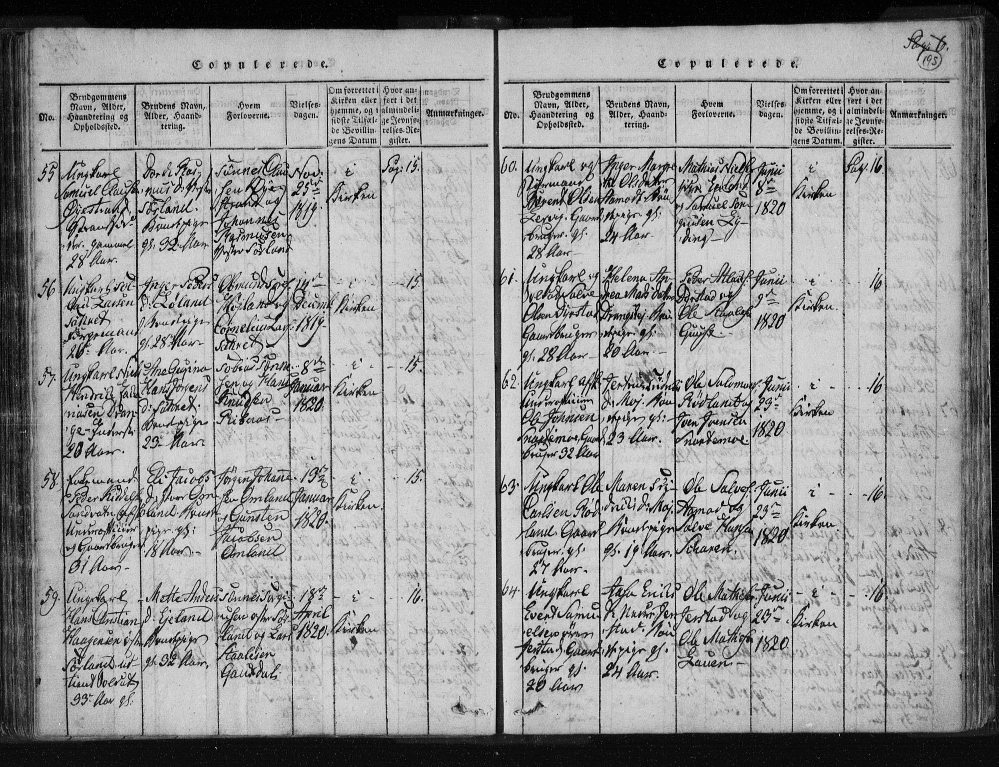 Kvinesdal sokneprestkontor, AV/SAK-1111-0026/F/Fa/Fab/L0003: Parish register (official) no. A 3, 1815-1829, p. 195