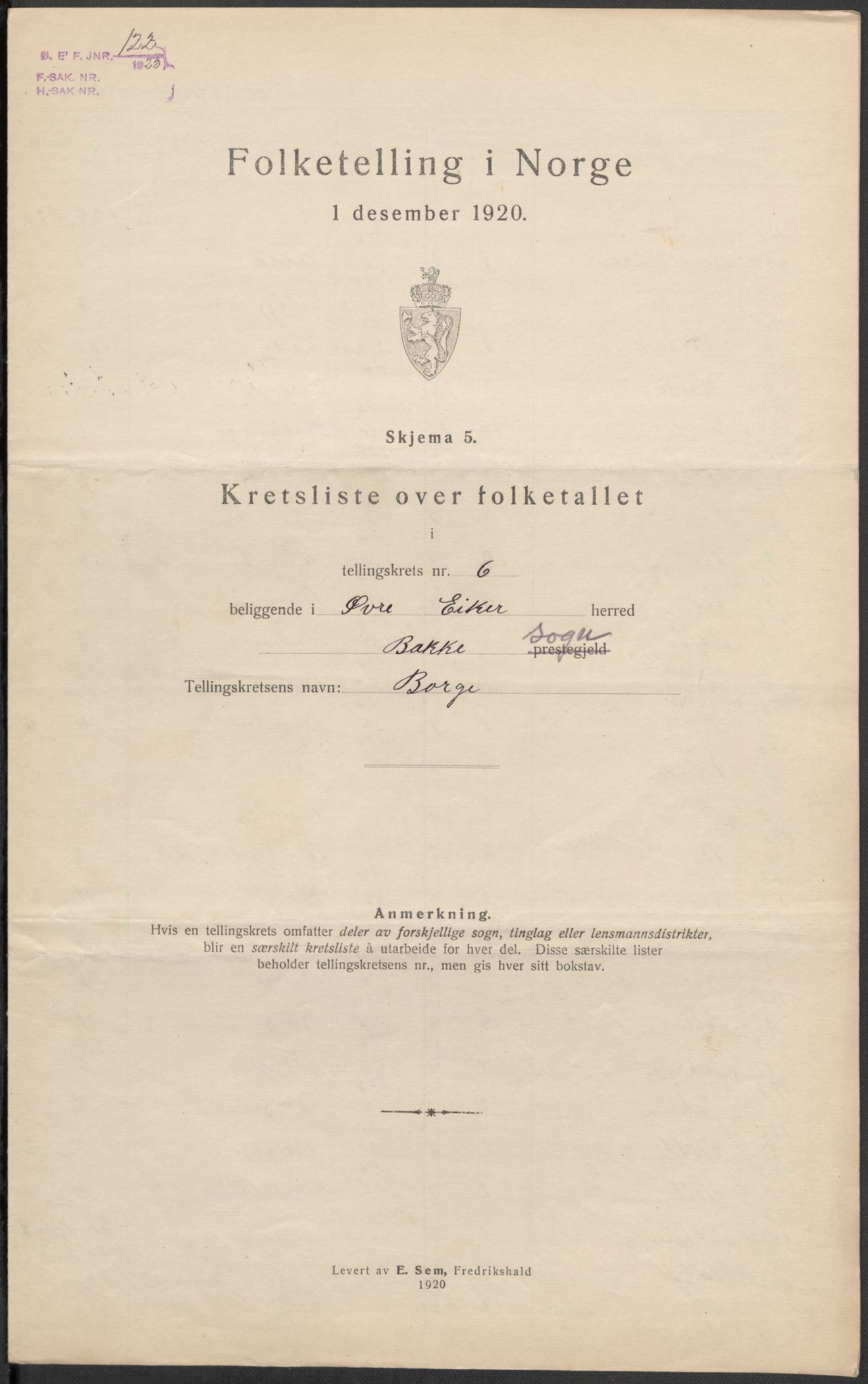 SAKO, 1920 census for Øvre Eiker, 1920, p. 34