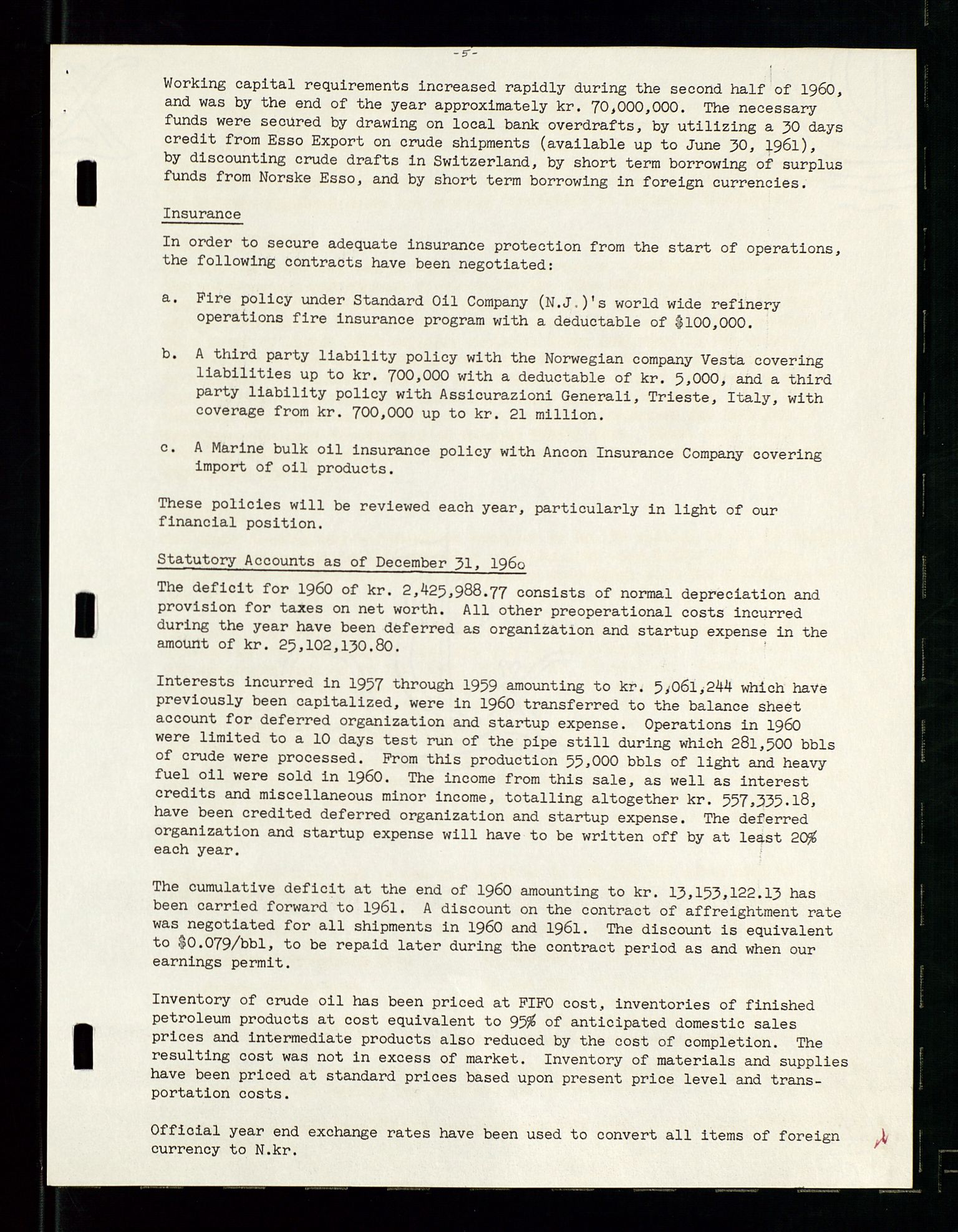 PA 1537 - A/S Essoraffineriet Norge, AV/SAST-A-101957/A/Aa/L0001/0002: Styremøter / Shareholder meetings, board meetings, by laws (vedtekter), 1957-1960, p. 19