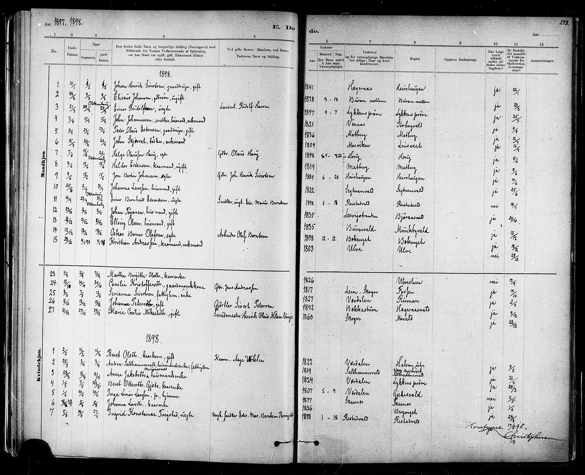 Ministerialprotokoller, klokkerbøker og fødselsregistre - Nord-Trøndelag, SAT/A-1458/721/L0208: Parish register (copy) no. 721C01, 1880-1917, p. 238