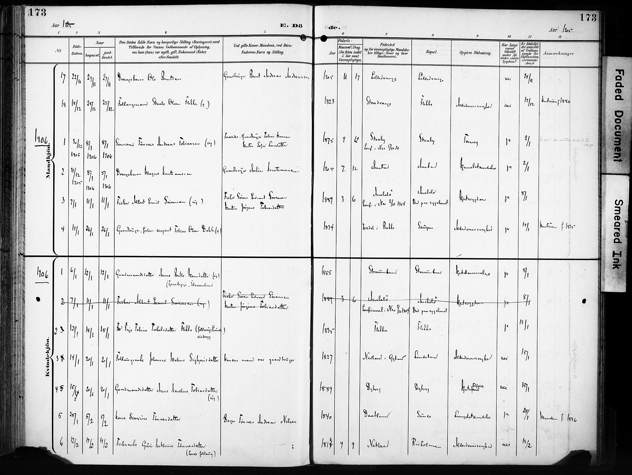 Flekkefjord sokneprestkontor, AV/SAK-1111-0012/F/Fa/Fac/L0009: Parish register (official) no. A 9, 1899-1909, p. 173