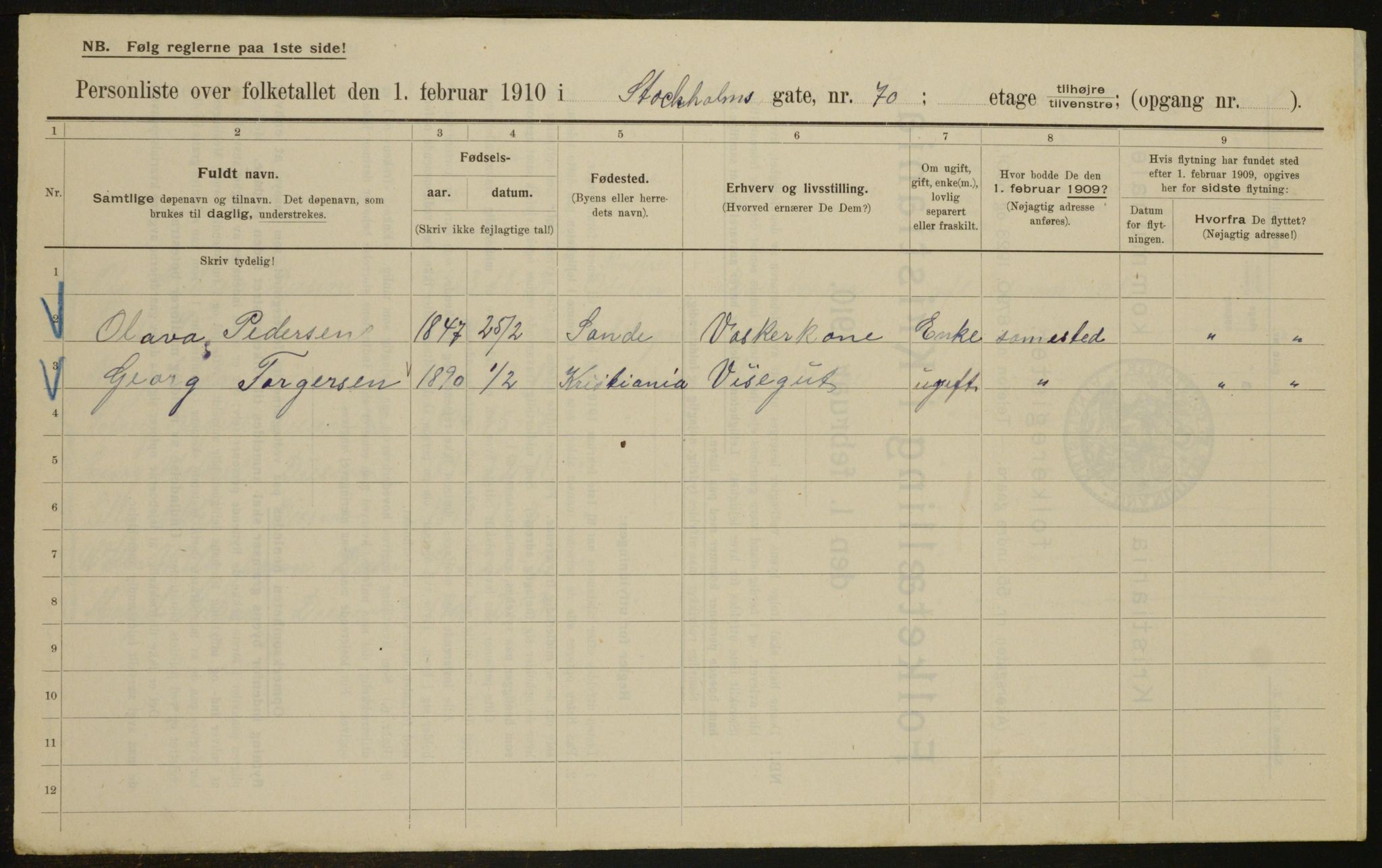 OBA, Municipal Census 1910 for Kristiania, 1910, p. 97468