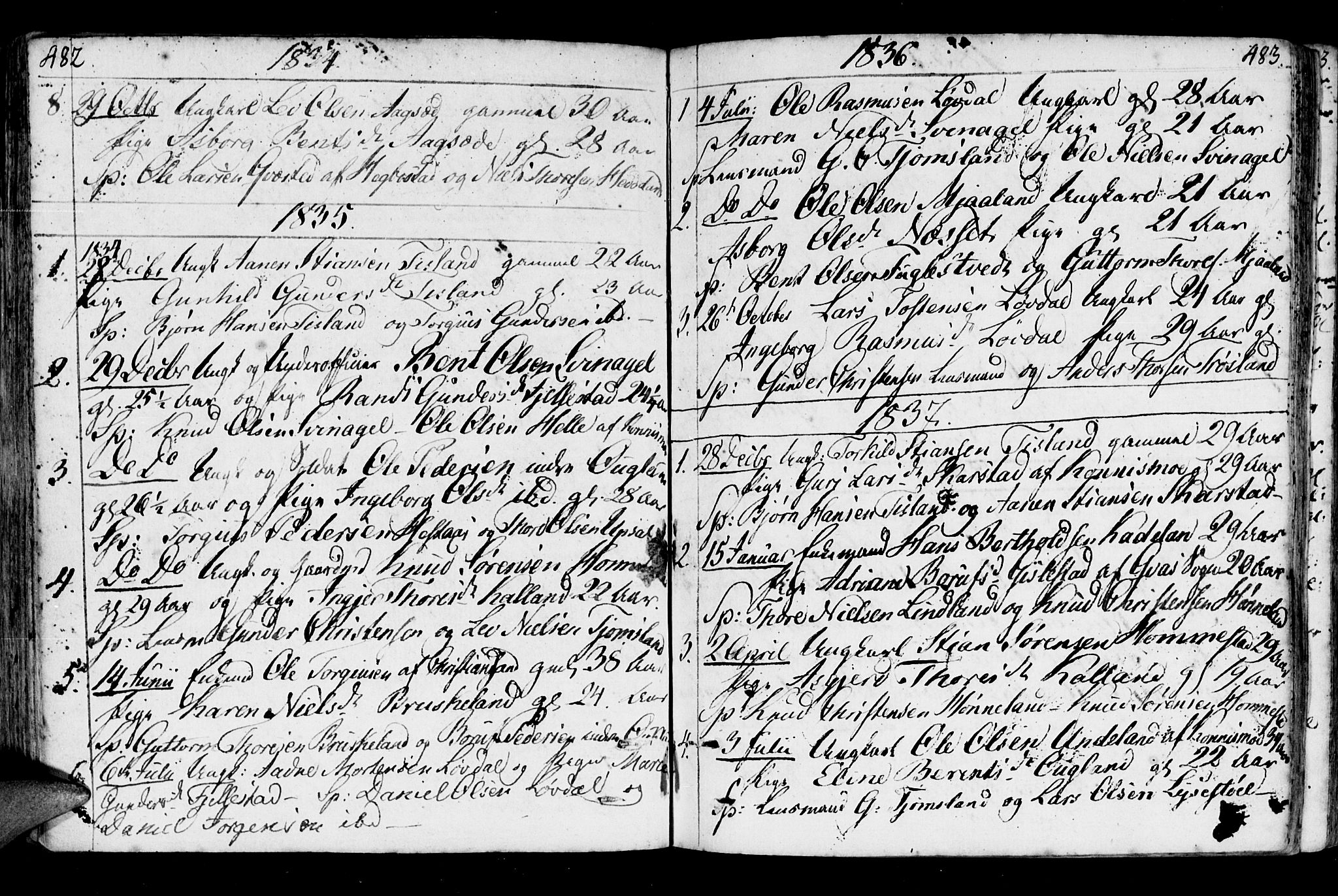 Holum sokneprestkontor, AV/SAK-1111-0022/F/Fa/Fab/L0004: Parish register (official) no. A 4, 1774-1847, p. 482-483