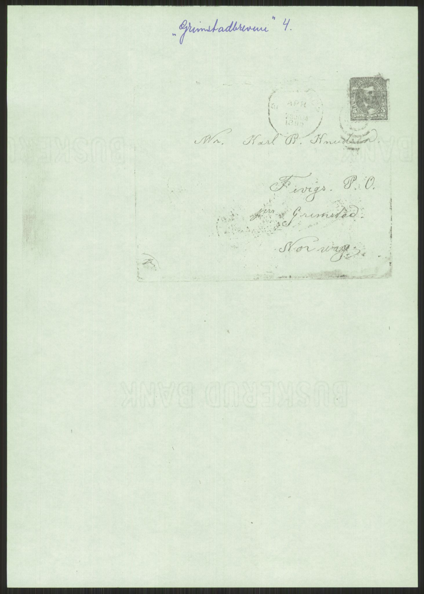 Samlinger til kildeutgivelse, Amerikabrevene, AV/RA-EA-4057/F/L0025: Innlån fra Aust-Agder: Aust-Agder-Arkivet, Grimstadbrevene, 1838-1914, p. 45