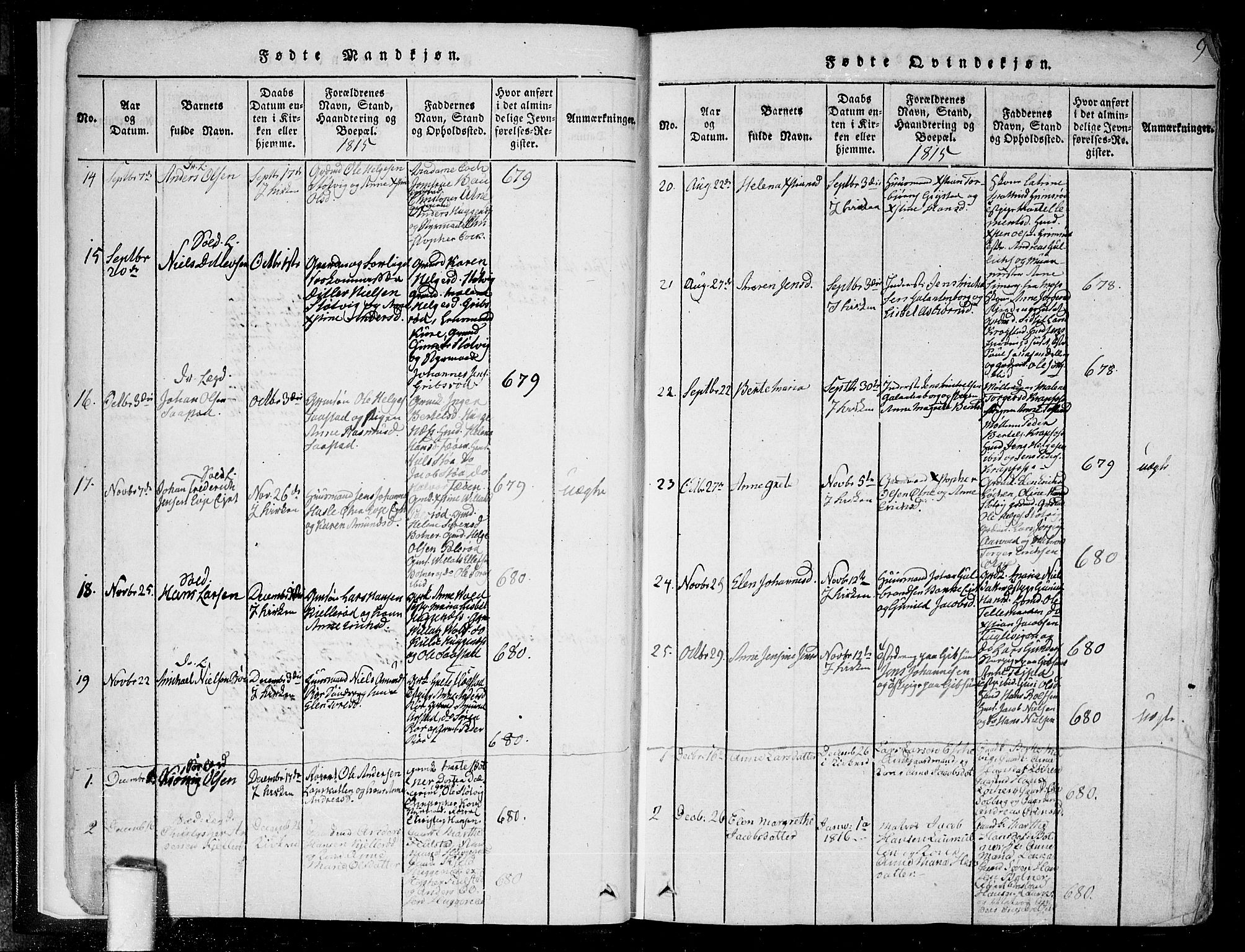 Rygge prestekontor Kirkebøker, SAO/A-10084b/F/Fa/L0003: Parish register (official) no. 3, 1814-1836, p. 8-9