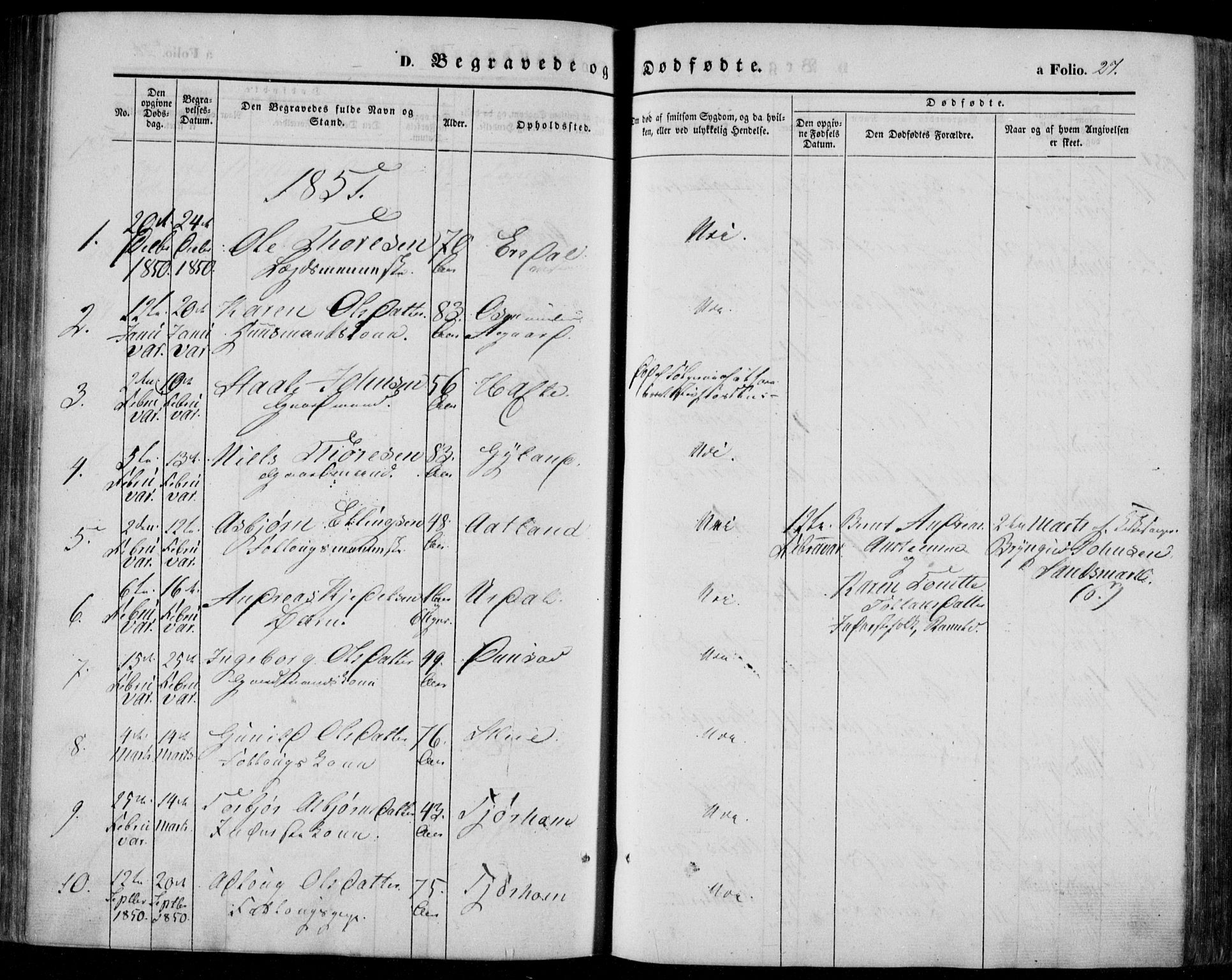 Bakke sokneprestkontor, SAK/1111-0002/F/Fa/Faa/L0005: Parish register (official) no. A 5, 1847-1855, p. 27