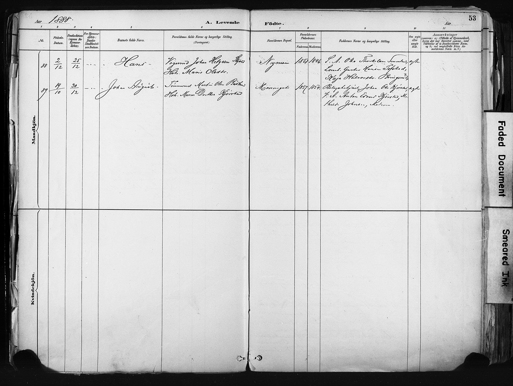 Kongsberg kirkebøker, AV/SAKO-A-22/F/Fb/L0002: Parish register (official) no. II 2, 1886-1896, p. 53