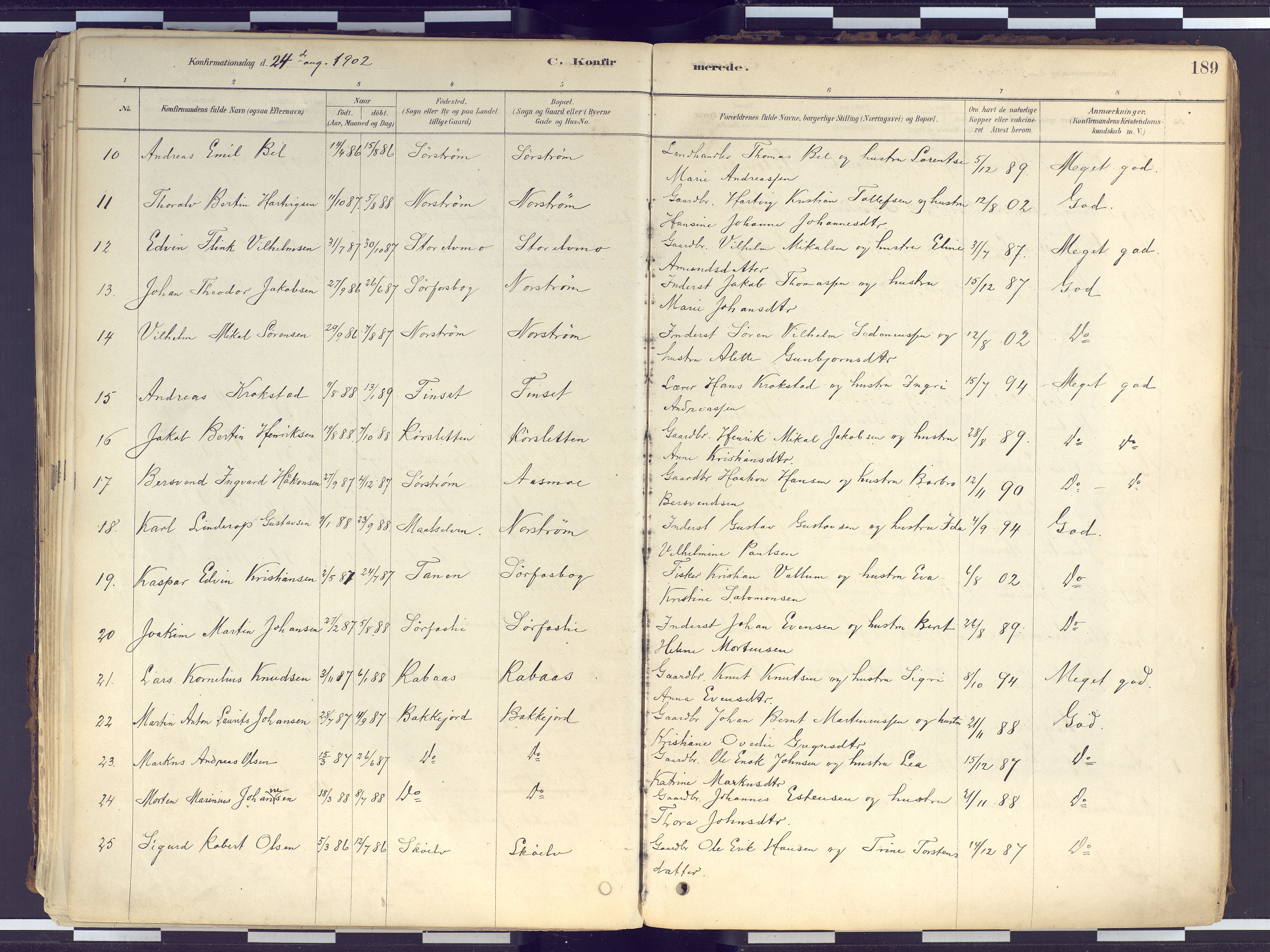 Tranøy sokneprestkontor, AV/SATØ-S-1313/I/Ia/Iaa/L0010kirke: Parish register (official) no. 10, 1878-1904, p. 189